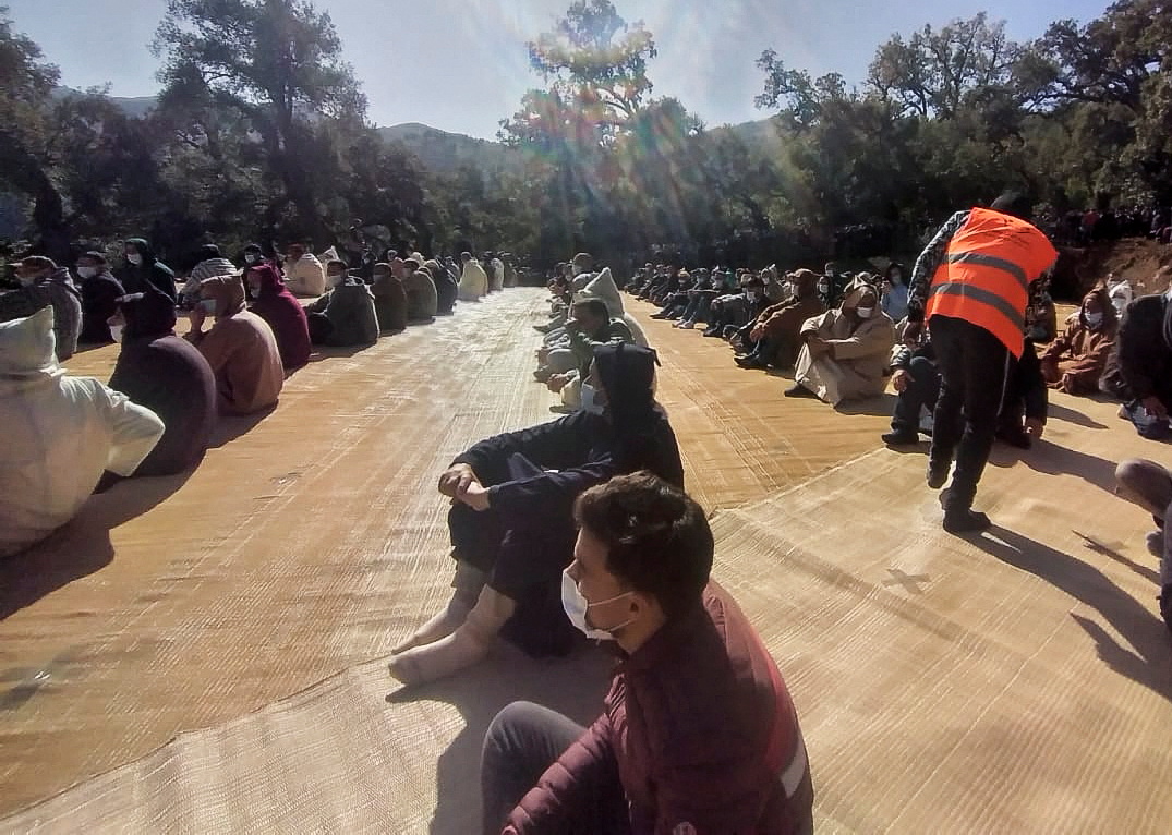 Mourners gather during the funeral of 5-year-old child, Rayan Awram