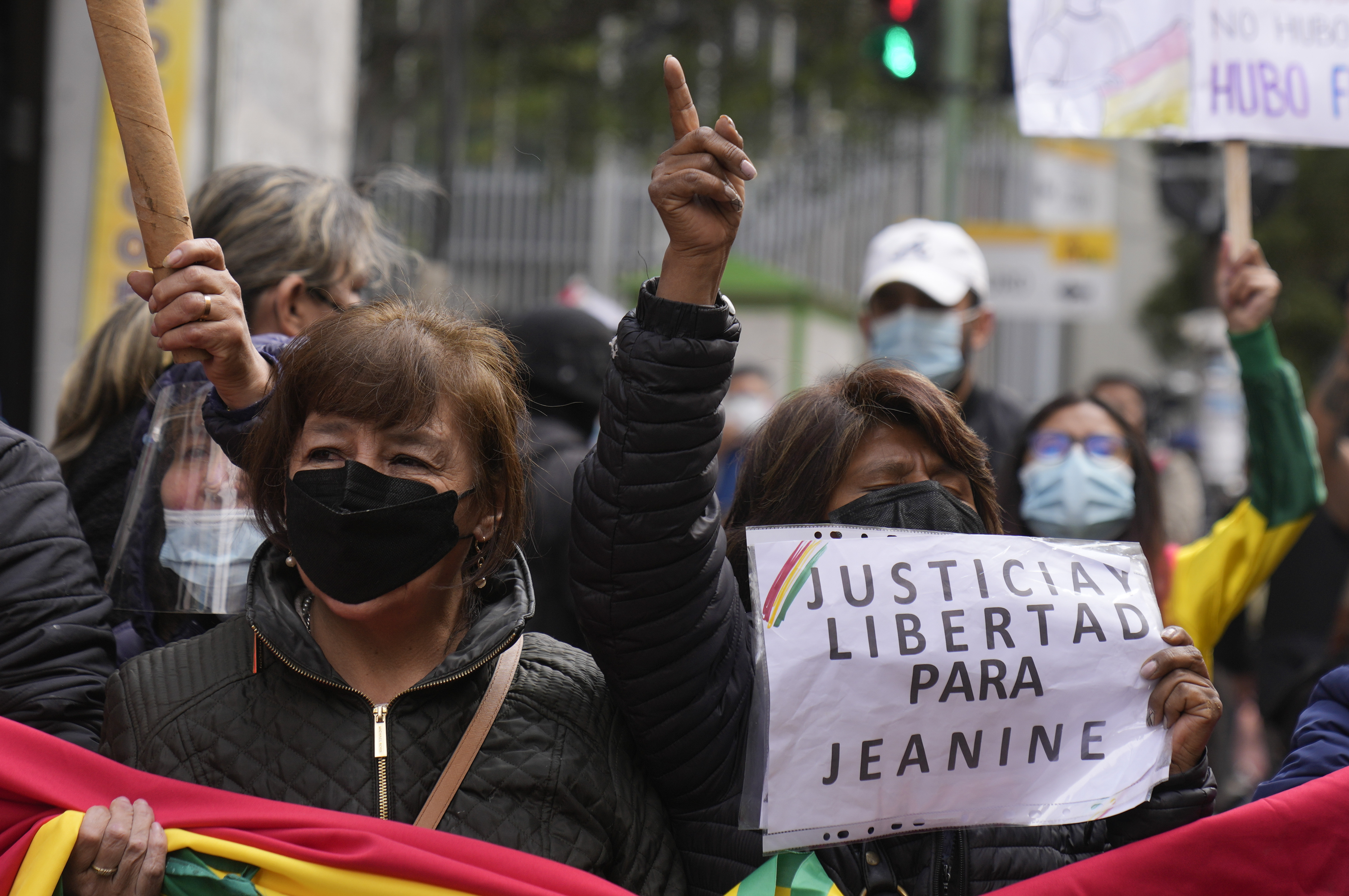 Protesters outside court