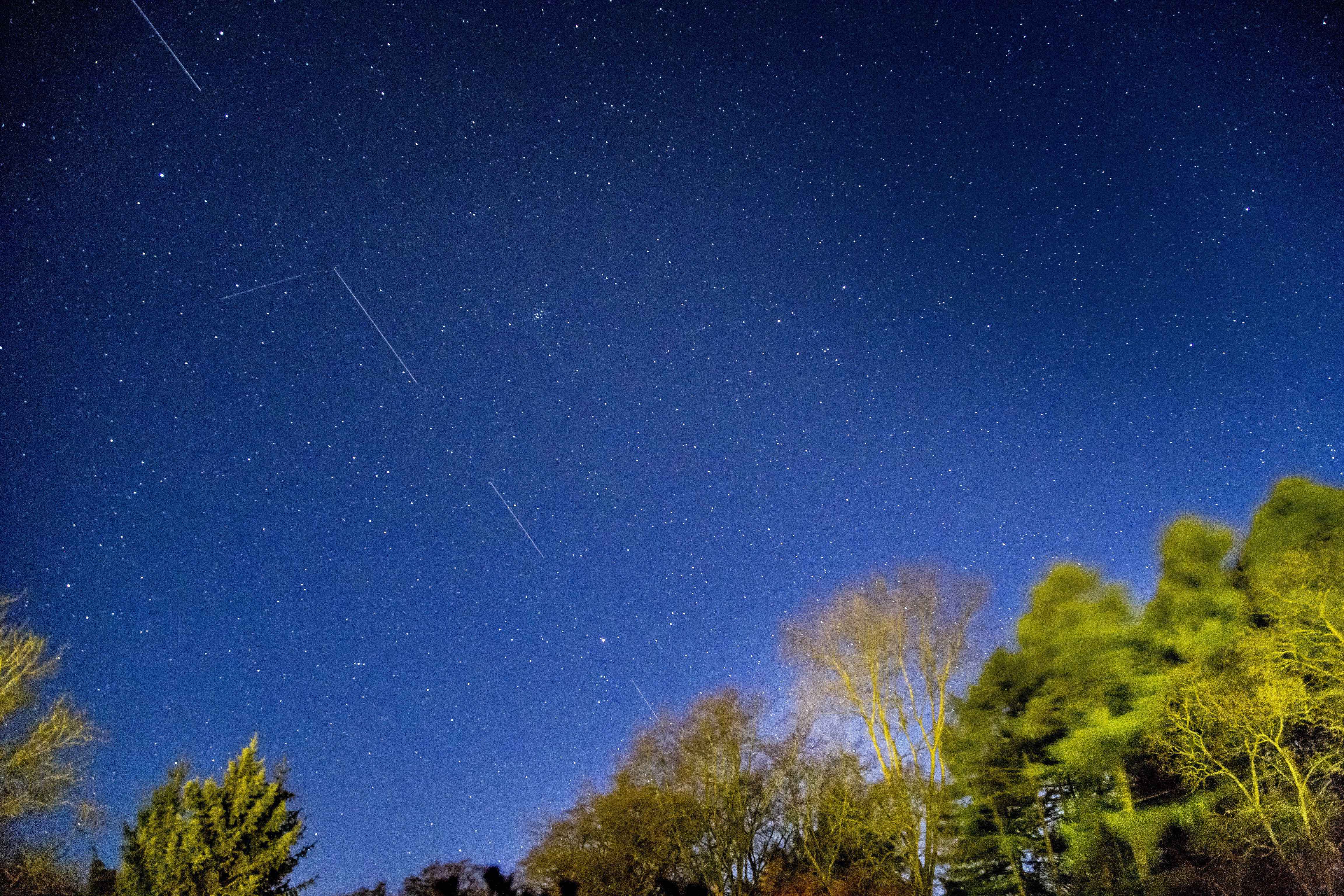 SpaceX Starlink 5 satellites are pictured in the sky