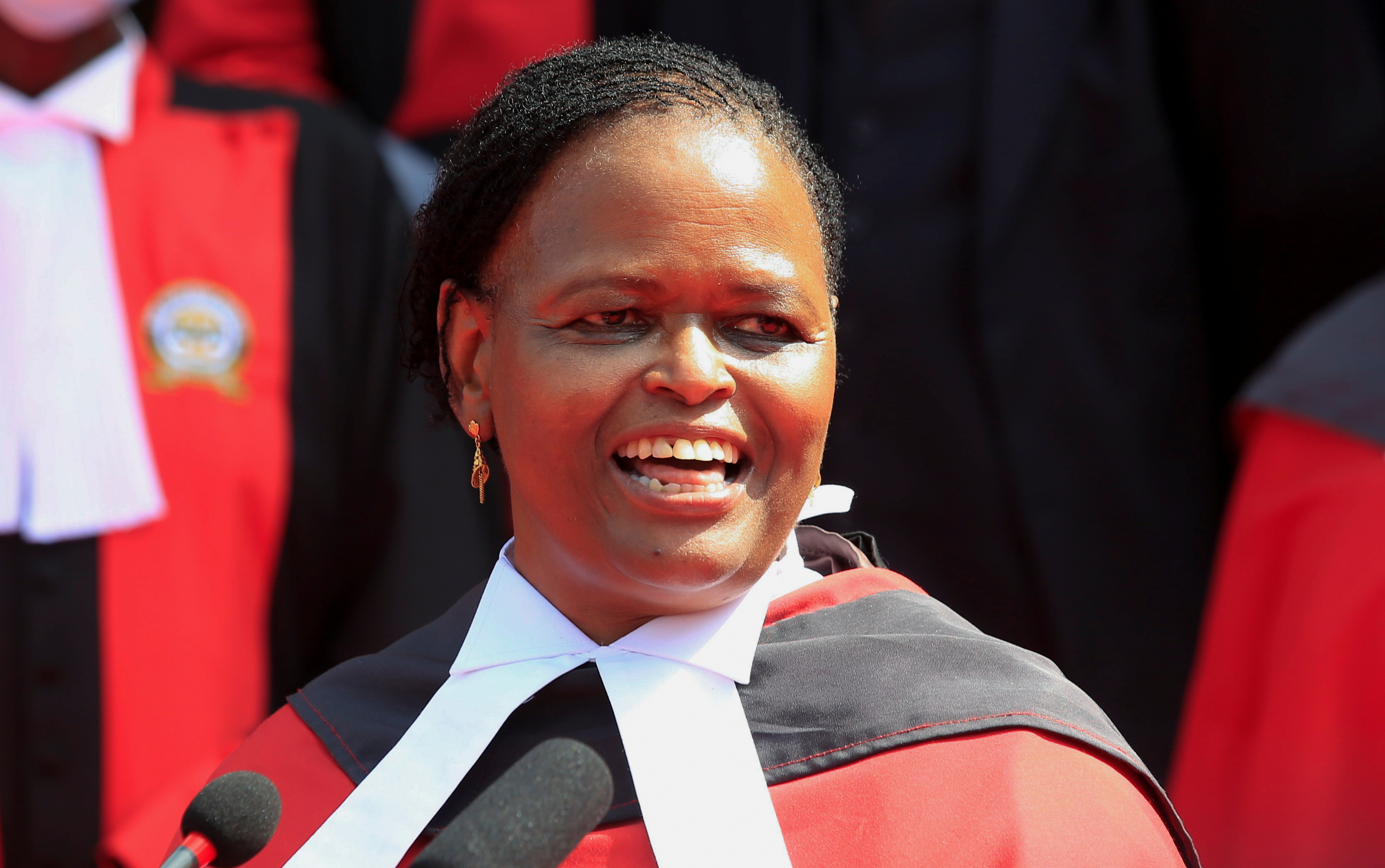 Kenya's Chief Justice Martha Koome addresses members of the judiciary during a reception