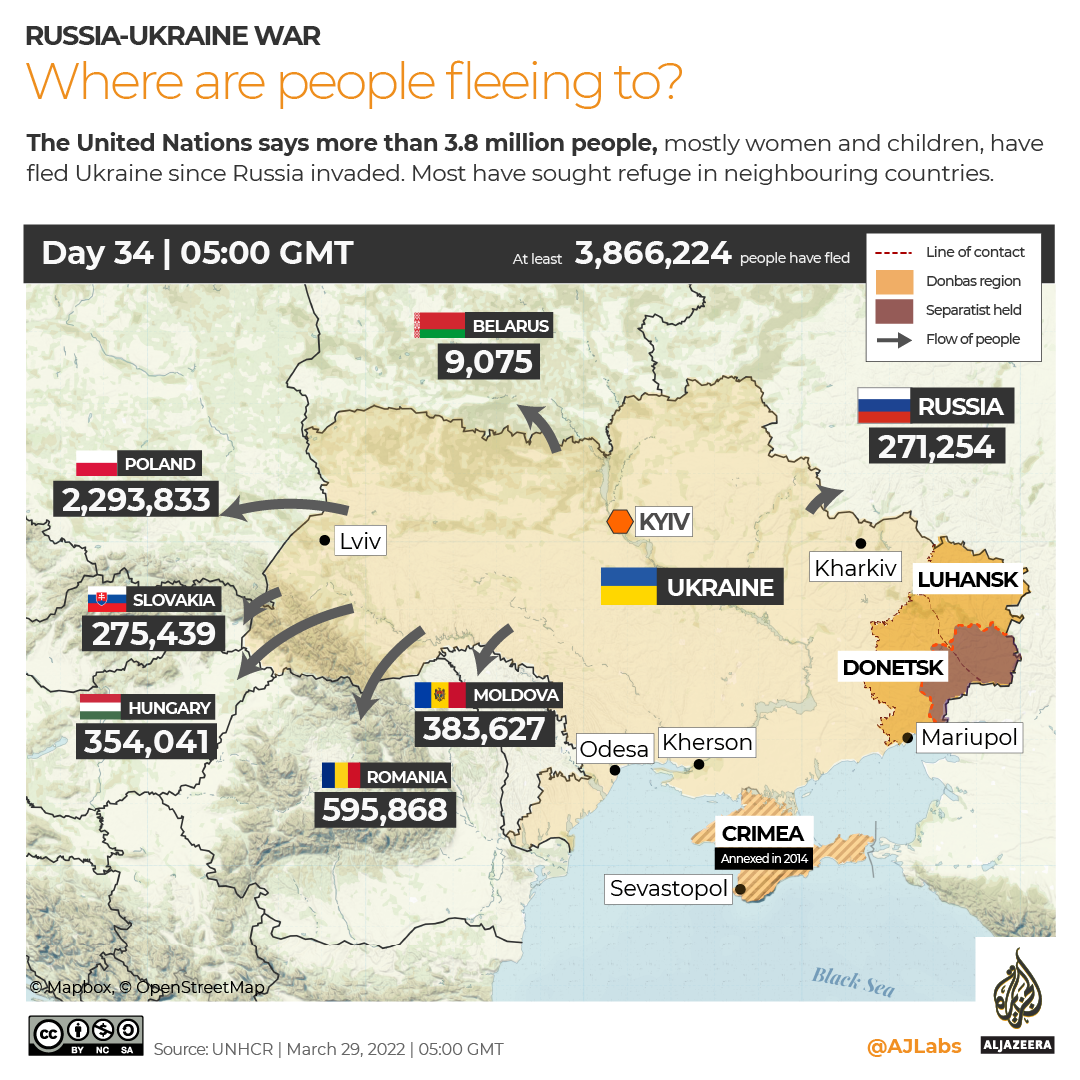 INTERACTIVE Russia-Ukraine war Refugees DAY 34 March 29