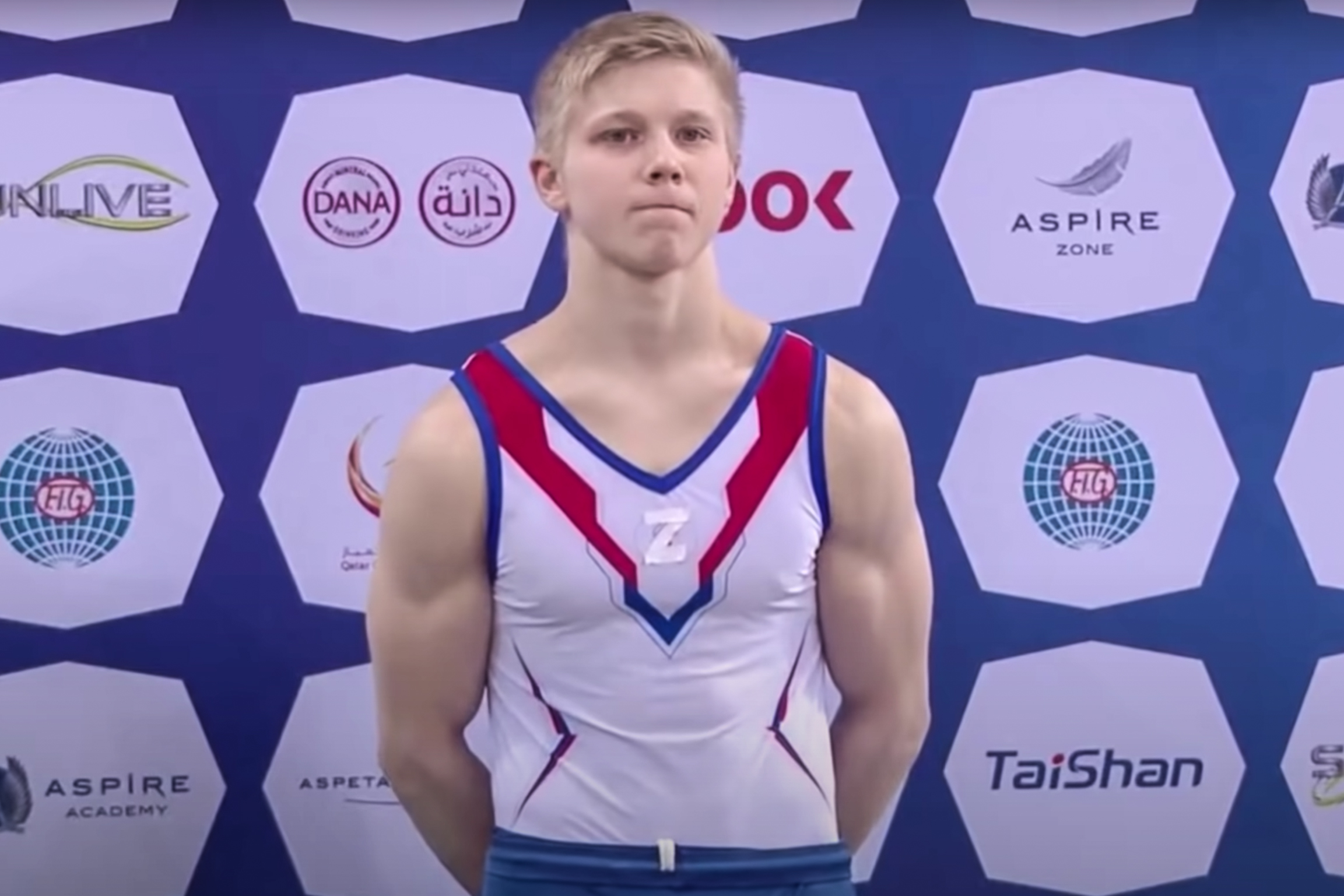 Russian gymnast Ivan Kuliak displayed the symbol at an event in Doha