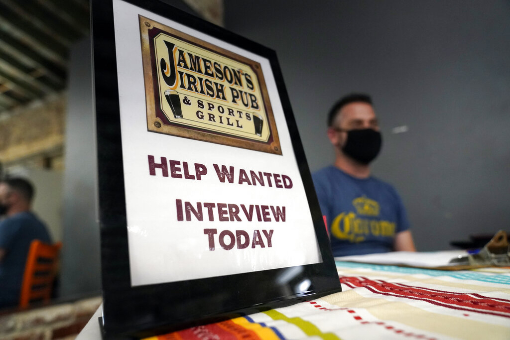 A hiring sign