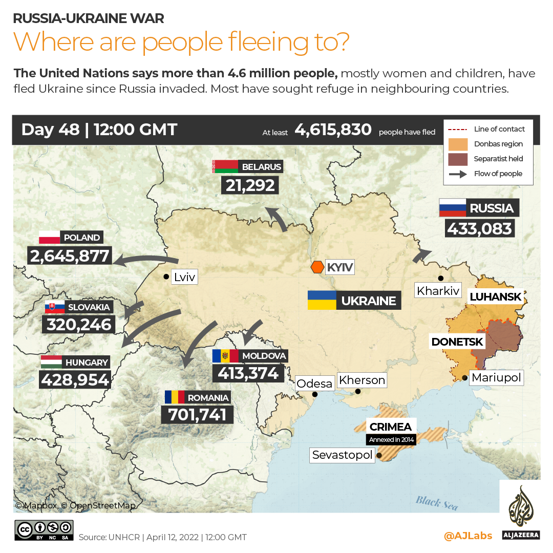 INTERACTIVE Russia-Ukraine war Refugees DAY 48 April 12 12GMT