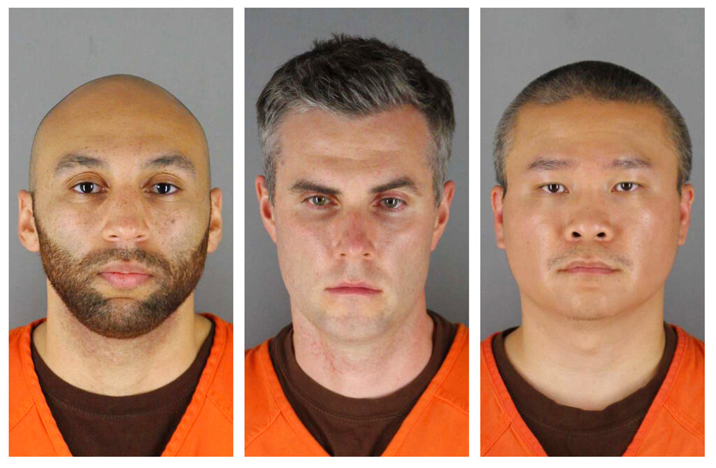 This combination of photos shows from left, former Minneapolis police officers J Alexander Kueng, Thomas Lane and Tou Thao.
