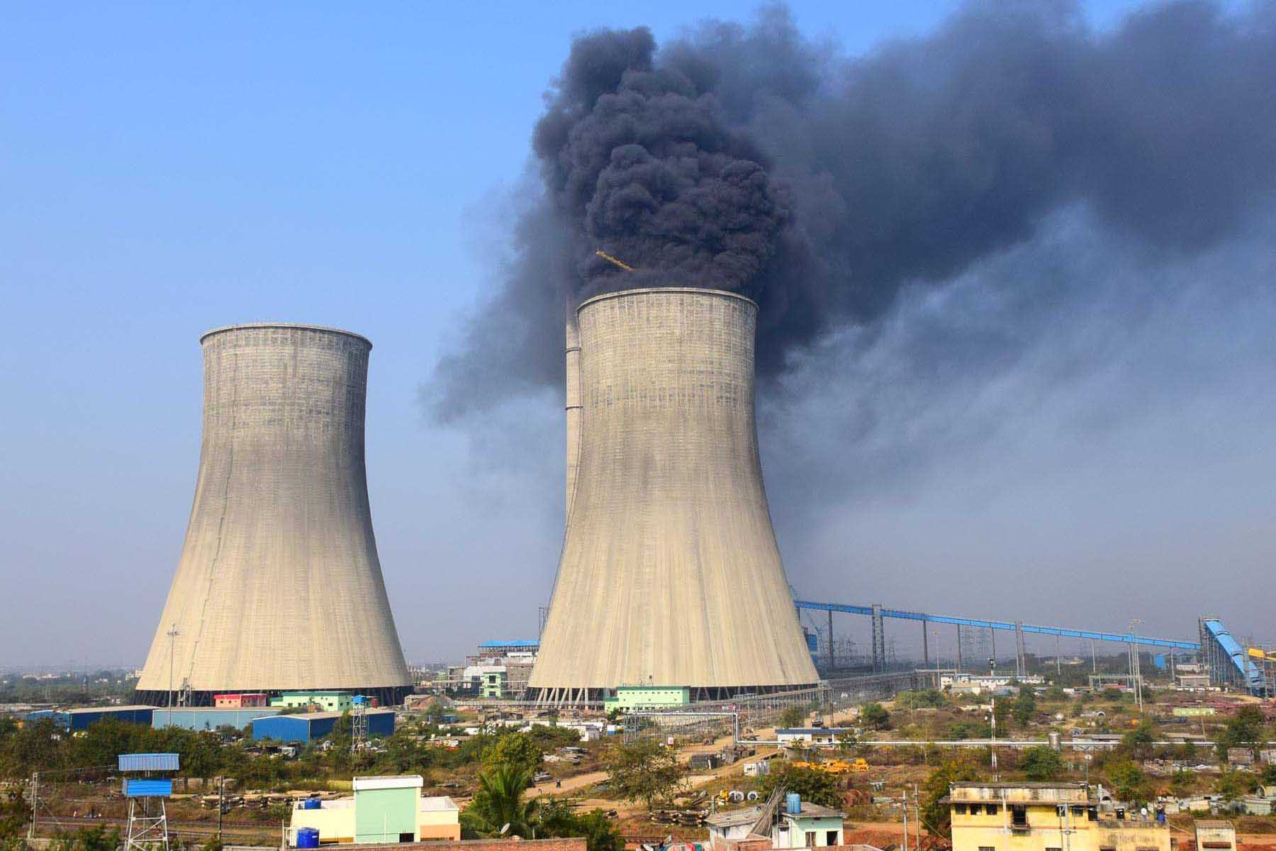 Black fumes coming out of CSPTS in Chandrapur, Maharashtra, India
