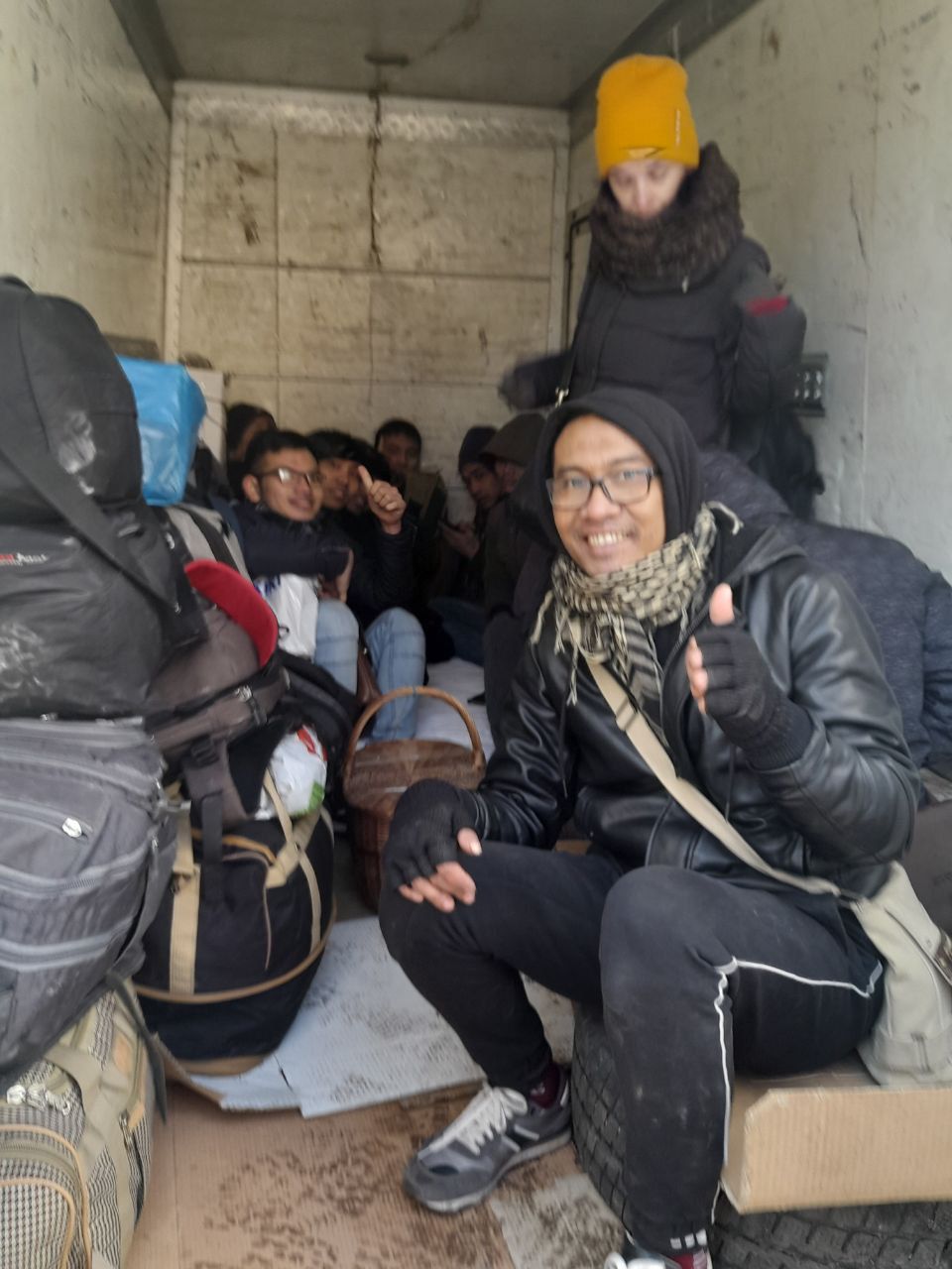 Iskandar was finally evacuated from the plastics factory after three weeks, taking a van to Kyiv and then travelling on to Lviv [Courtesy of Iskandar]