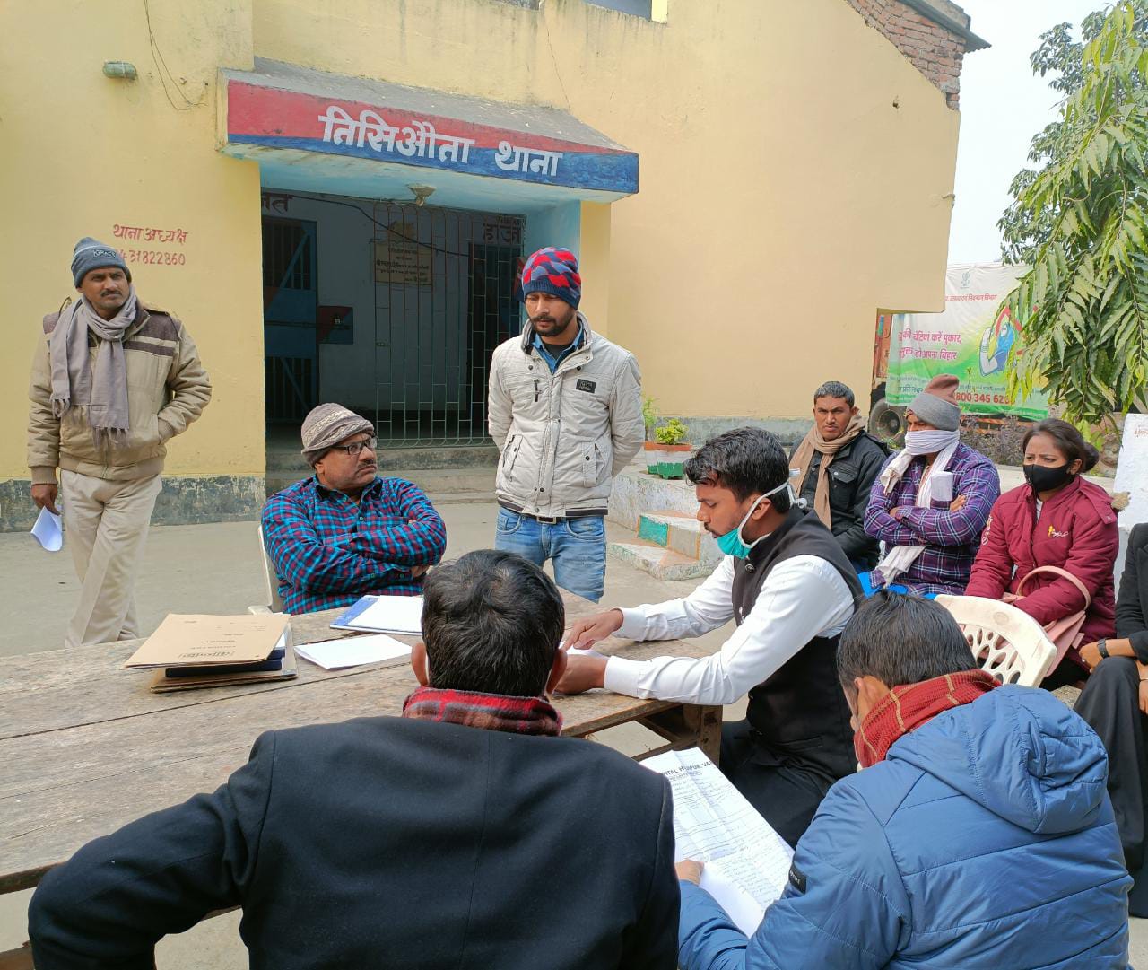 Dalit Human Rights Defenders Network members at Tisiauta police station in Bihar [Courtesy: Ranju Kumari]