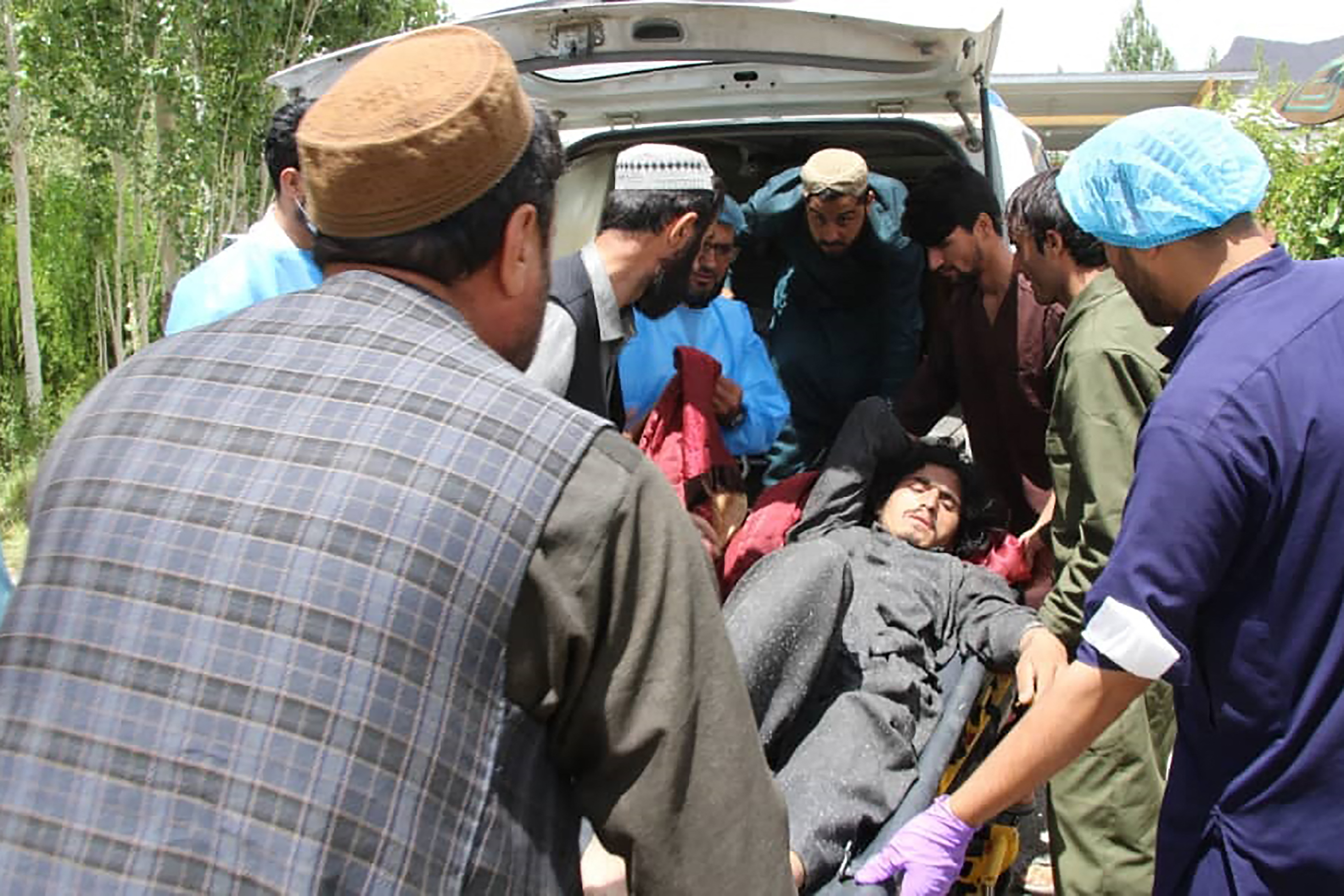An injured man on a stretcher