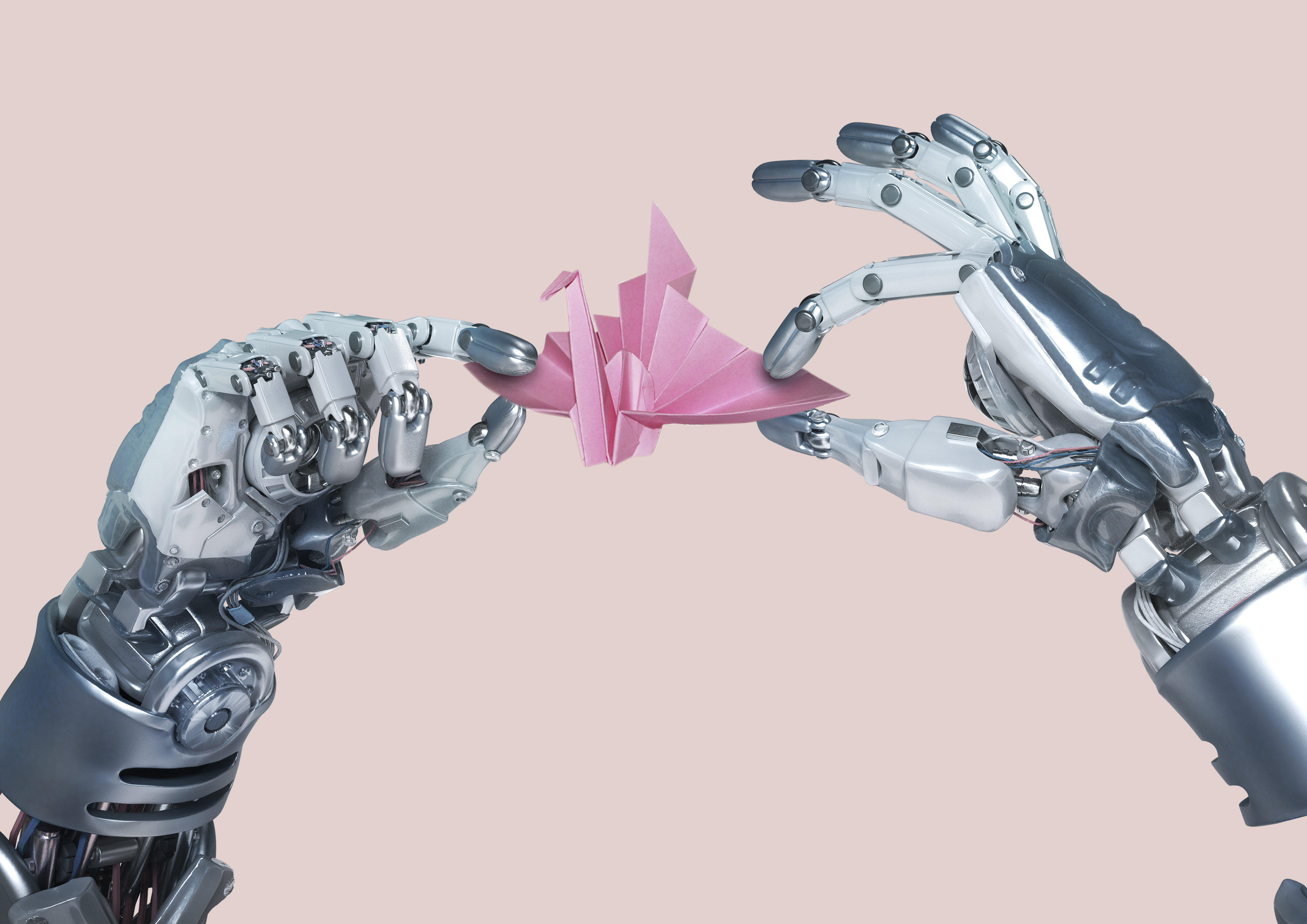 Robot hands making origami