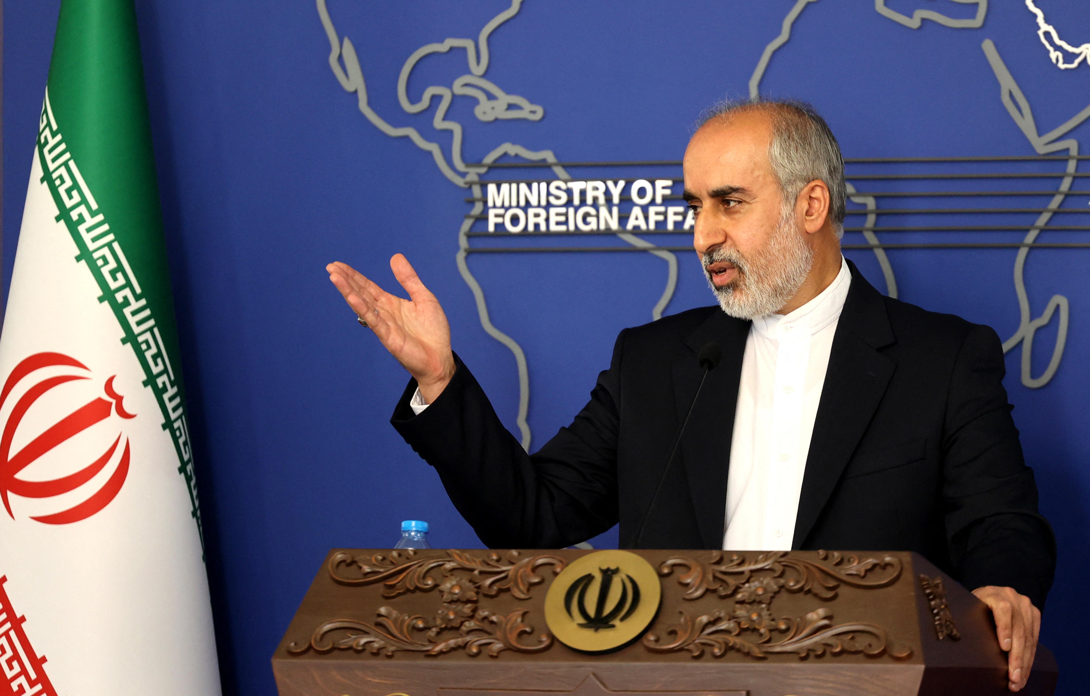 Iran's Foreign Ministry spokesman Nasser Kanani holds a press conference in Tehran
