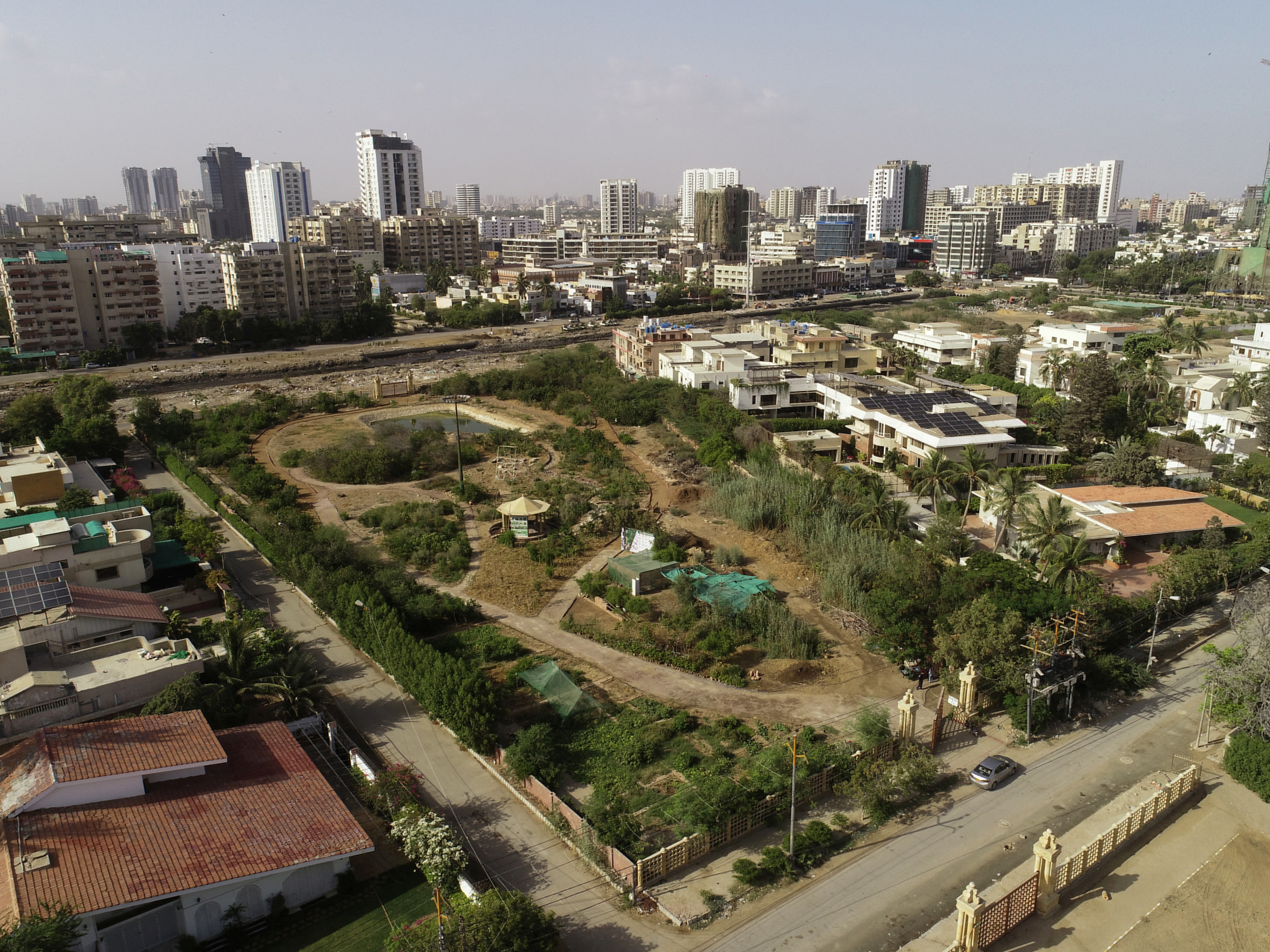 An aerial view