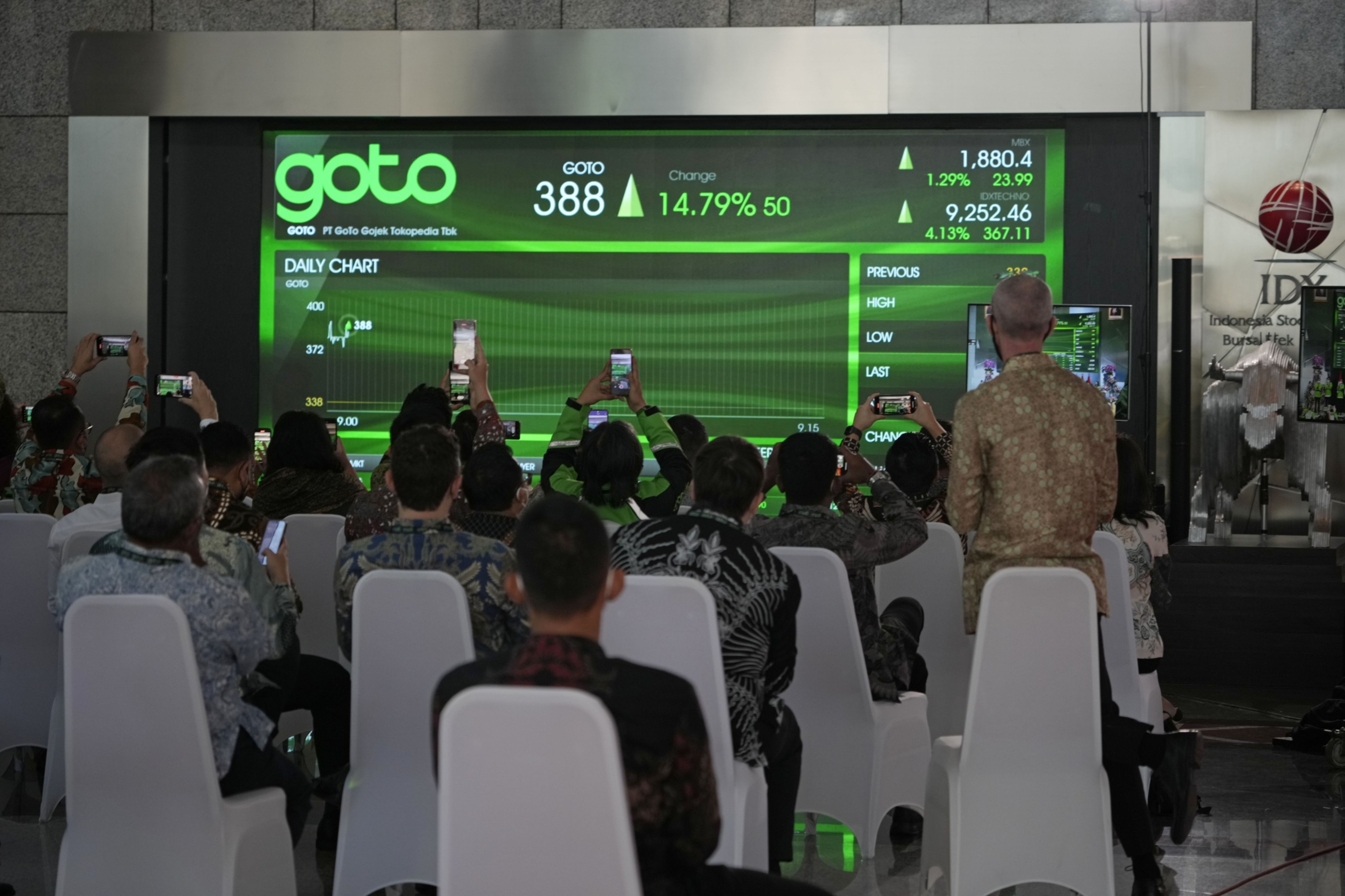 GoTo ticker symbol on a large screen.