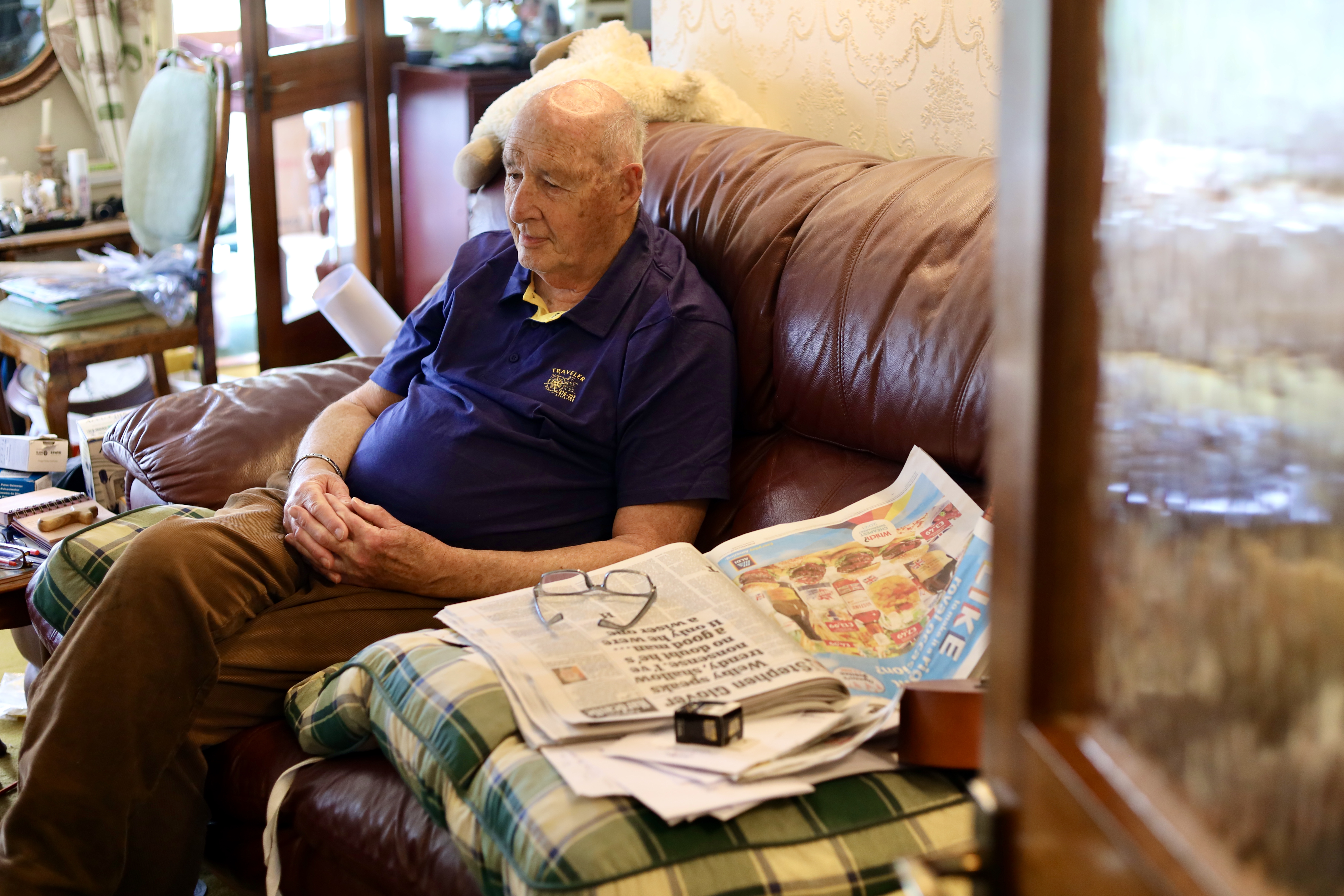 Peter McDonald, Swale Borough councillor, 81, in his home, He inherited the passion for coastal matters from his father and dedicated his life to engaging with local residents calling for the renewal of the area’s failing sea defences.