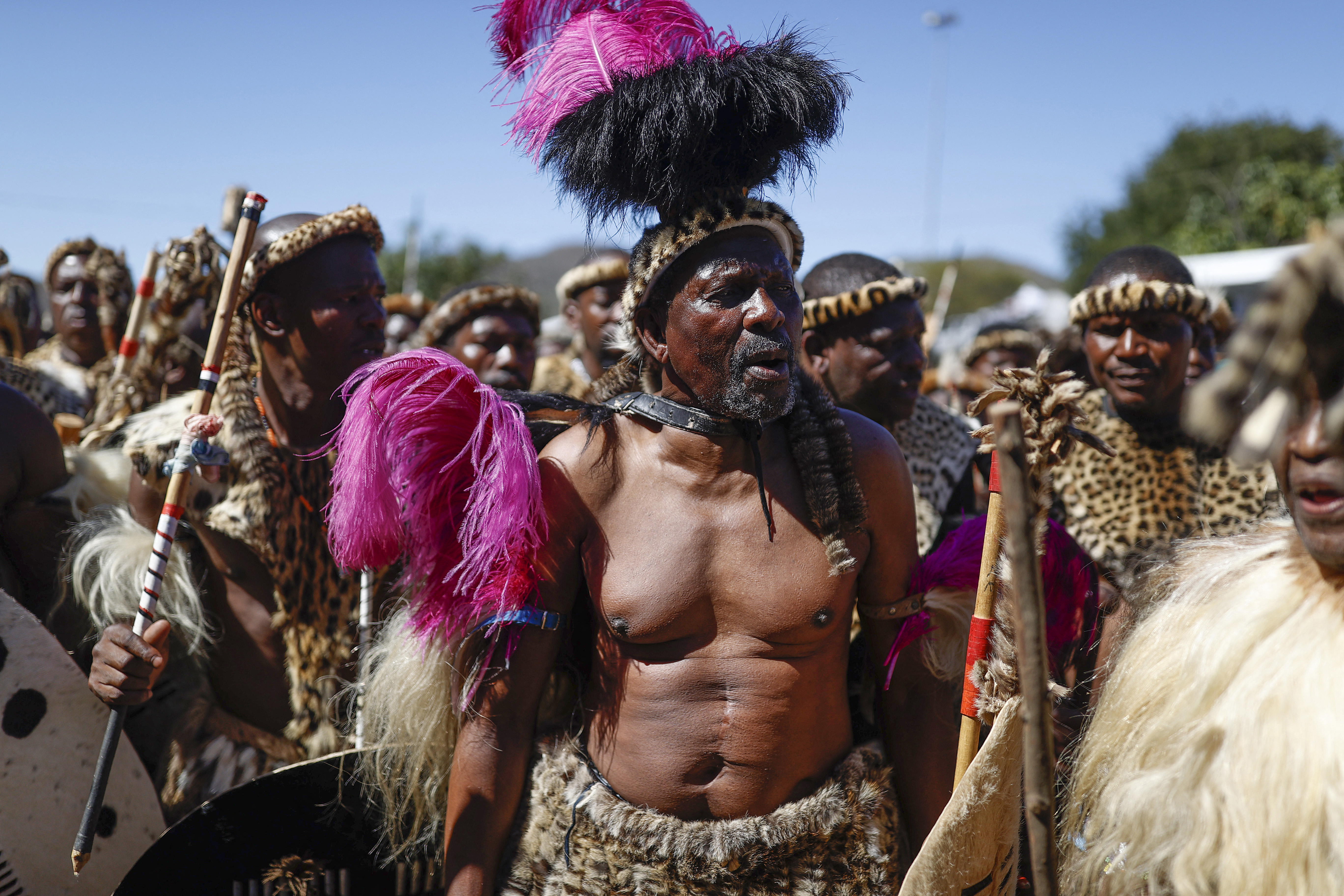 People sing and chant in celebration of the coronation of their new King Misuzulu