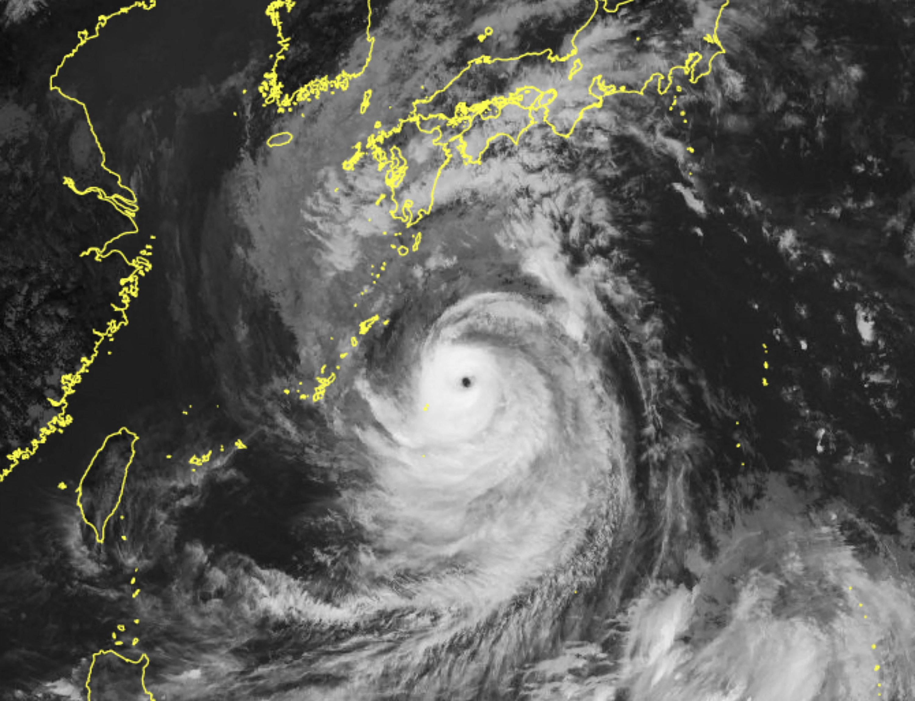 Satellite imagery shows Typhoon Nanmadol located near the southern remote islands of Japan.