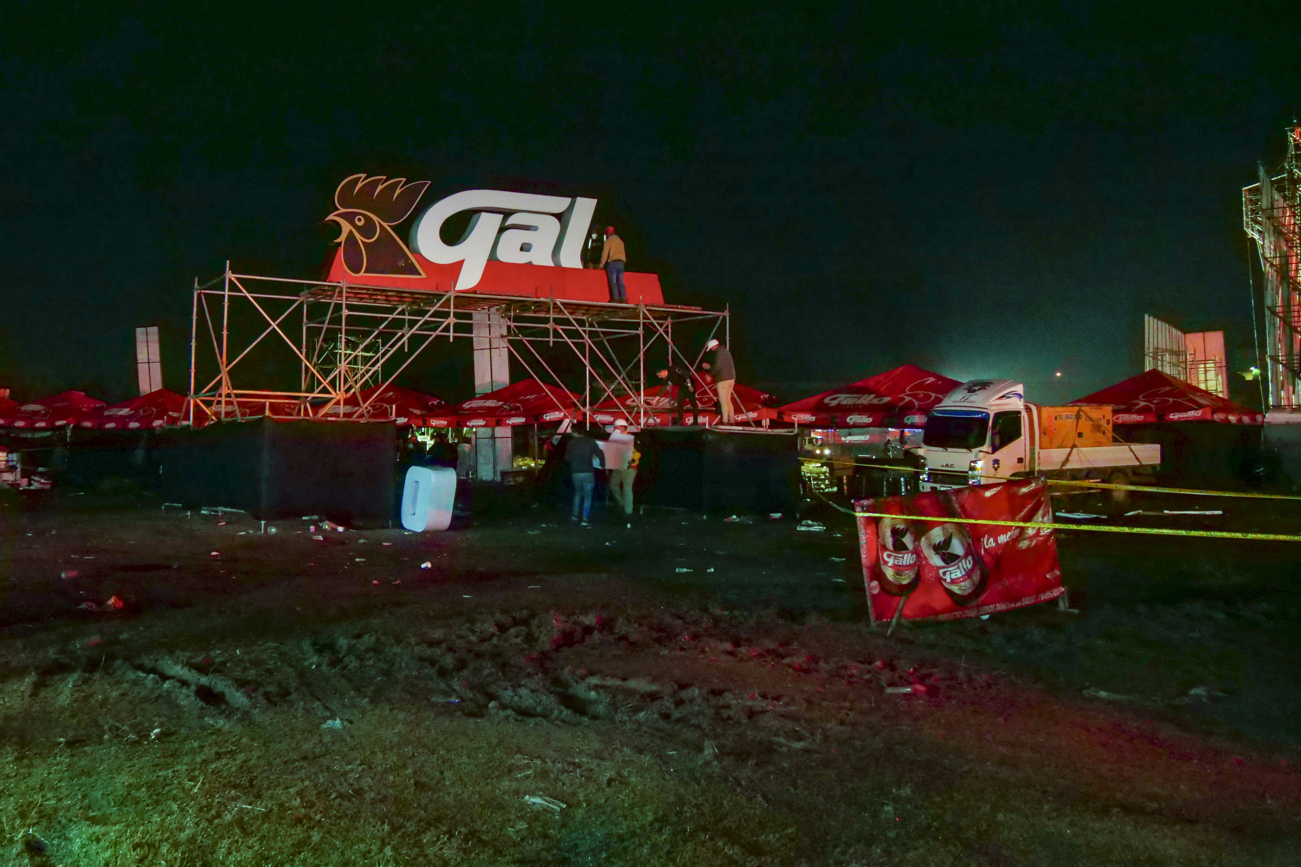 The outdoor concert venue stands empty after the deadly stampede in Quetzaltenango