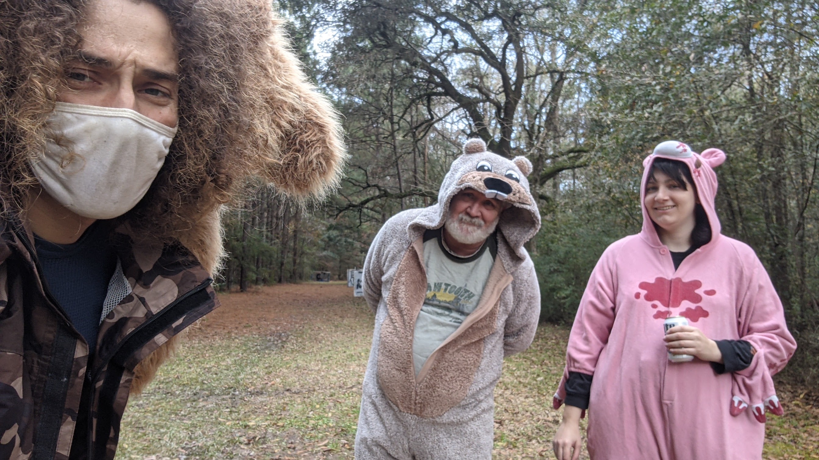 John Preston, left, Sleepy, right, and another friend from the BB club dressed up for a skirmish [Courtesy of John Preston]