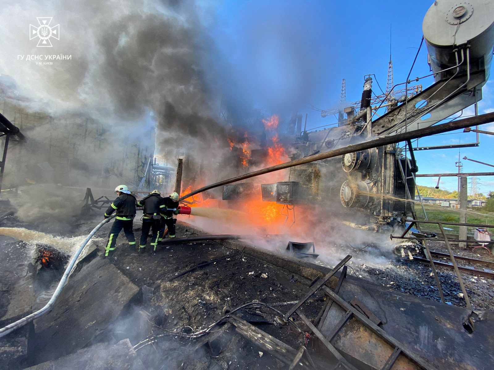 firefighters work to tackle blaze