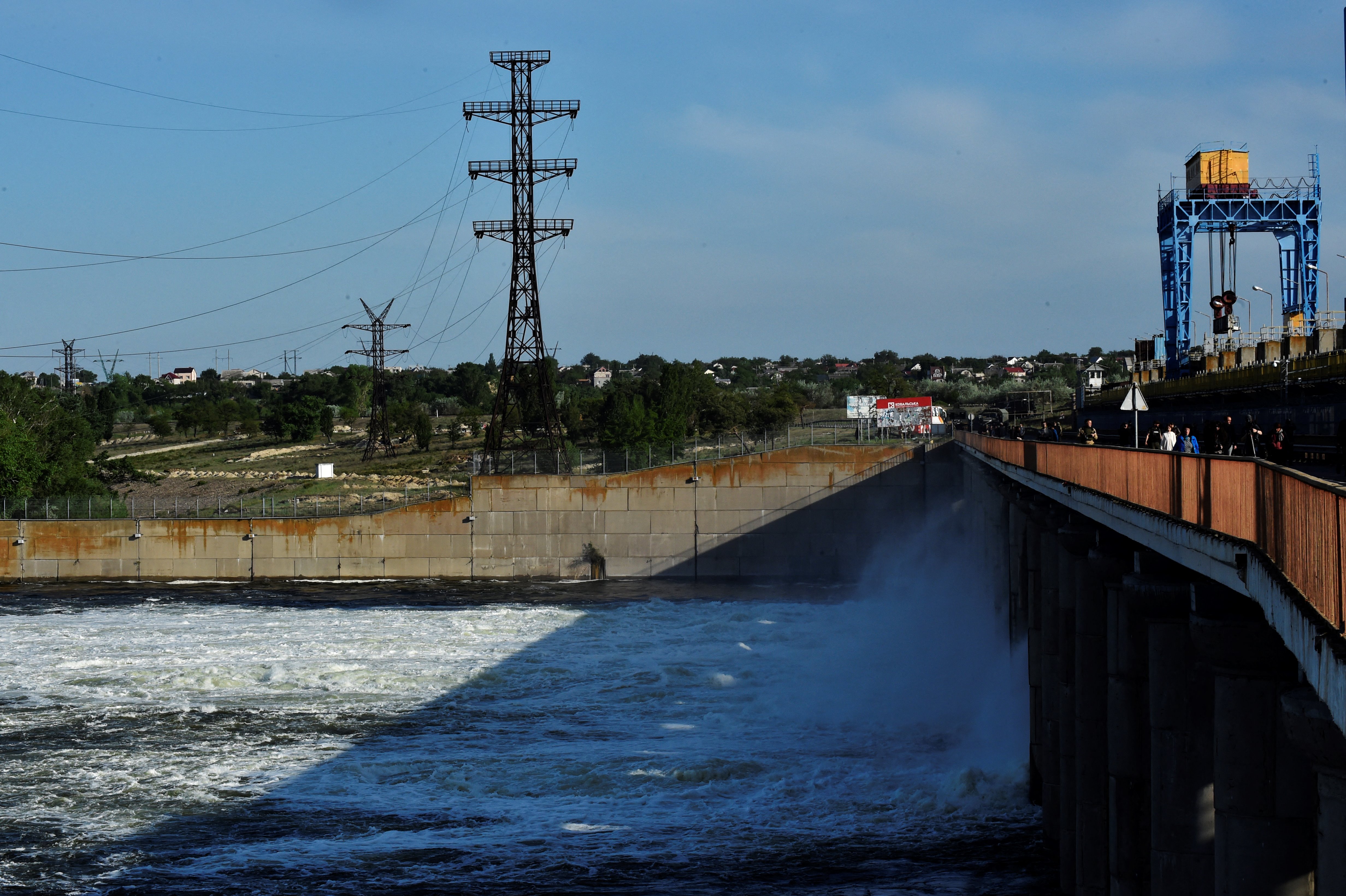 A view of the Kakhovka Hydroelectric Power Plant in the Kherson Oblast.