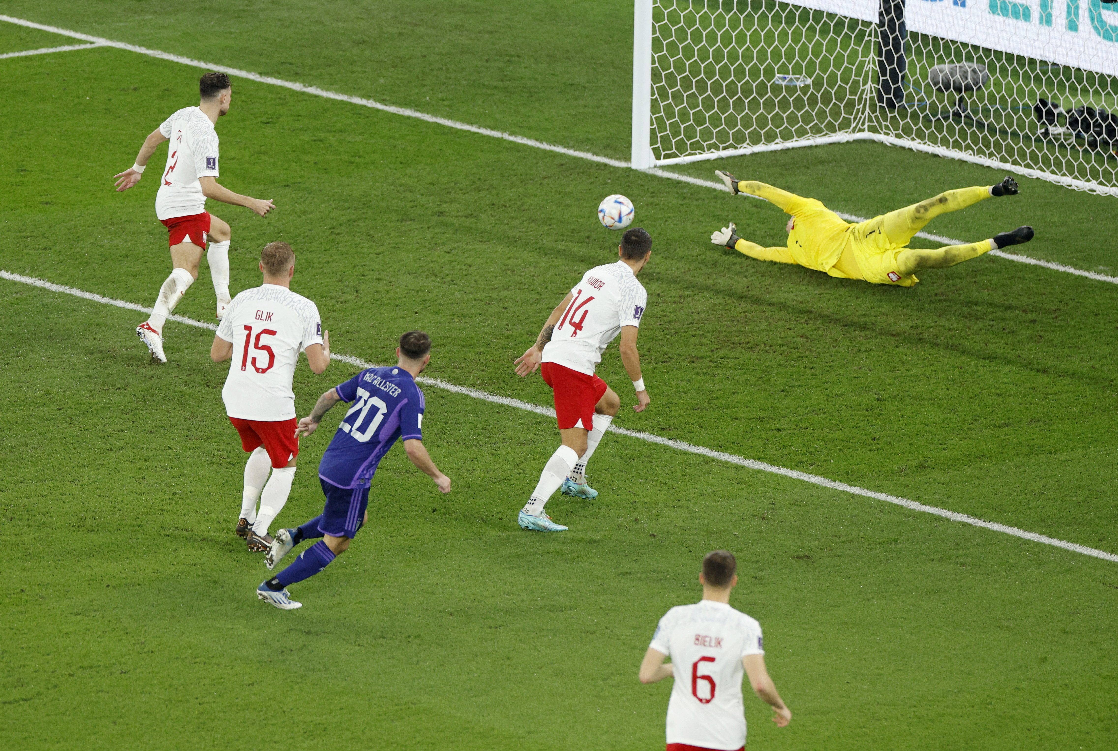 Argentina's Alexis Mac Allister scores their first goal