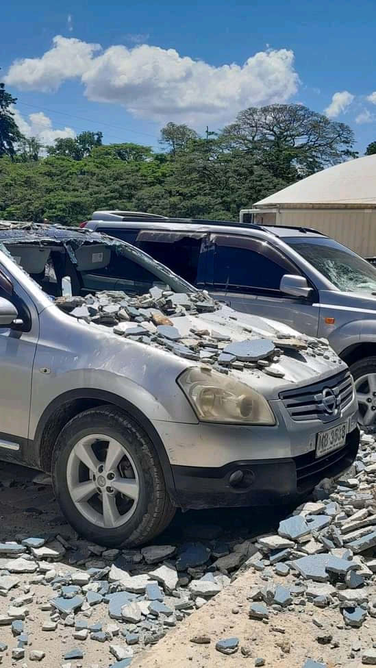 The earthquake caused violent shaking in Honiara with cars damaged by falling masonry [Courtesy of Thelma Koala]