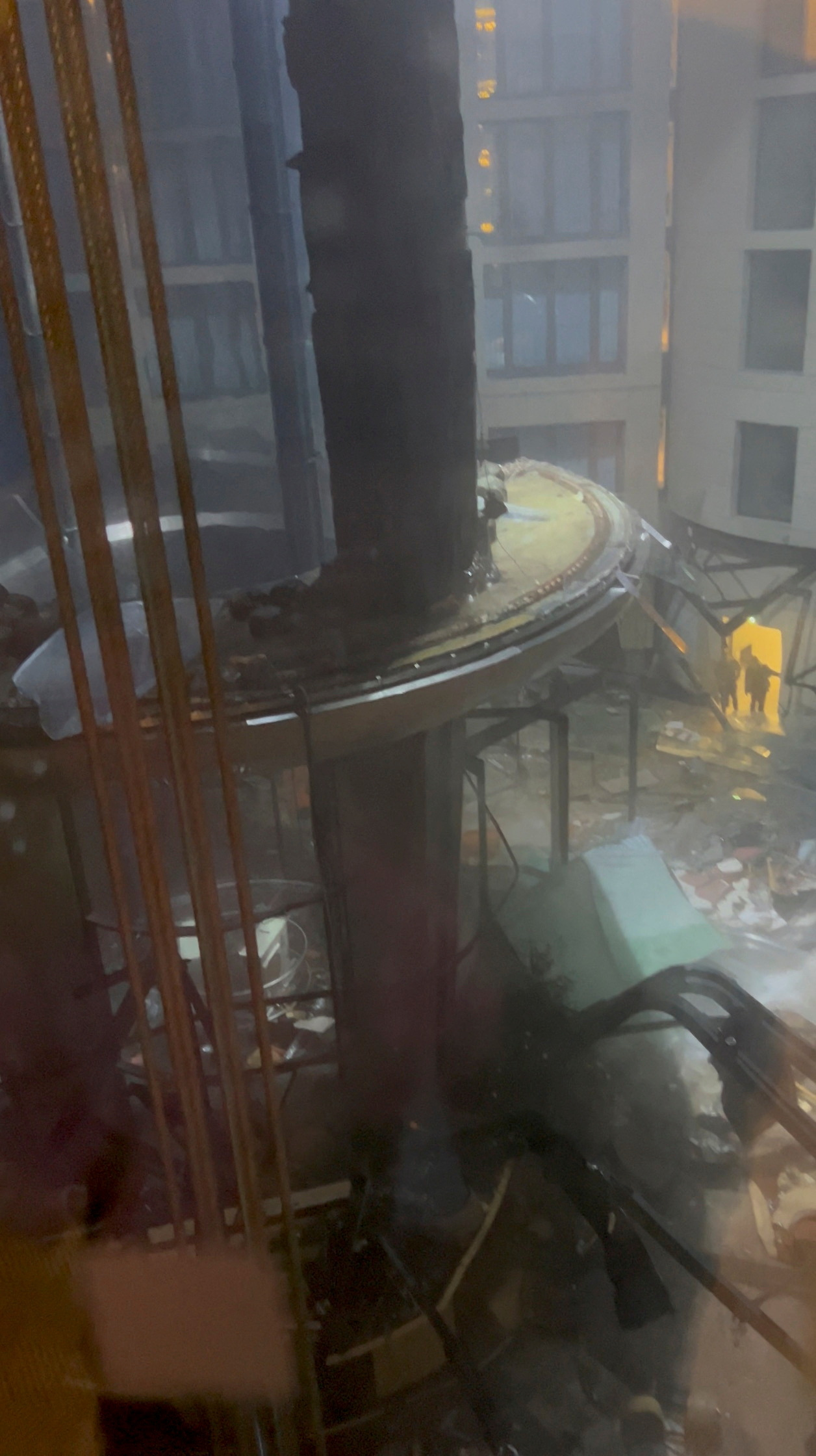 A view shows the AquaDom aquarium after it burst, in central Berlin