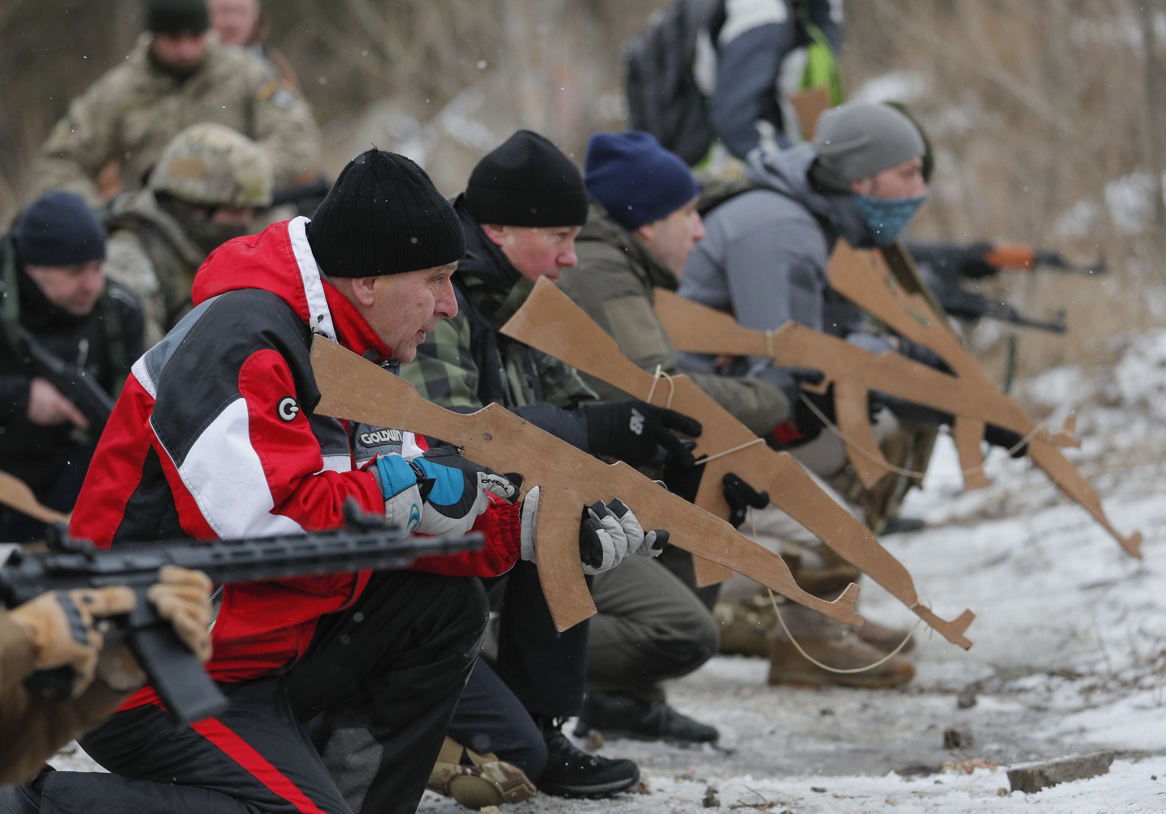 Ukrainian reservists attend a military exercise