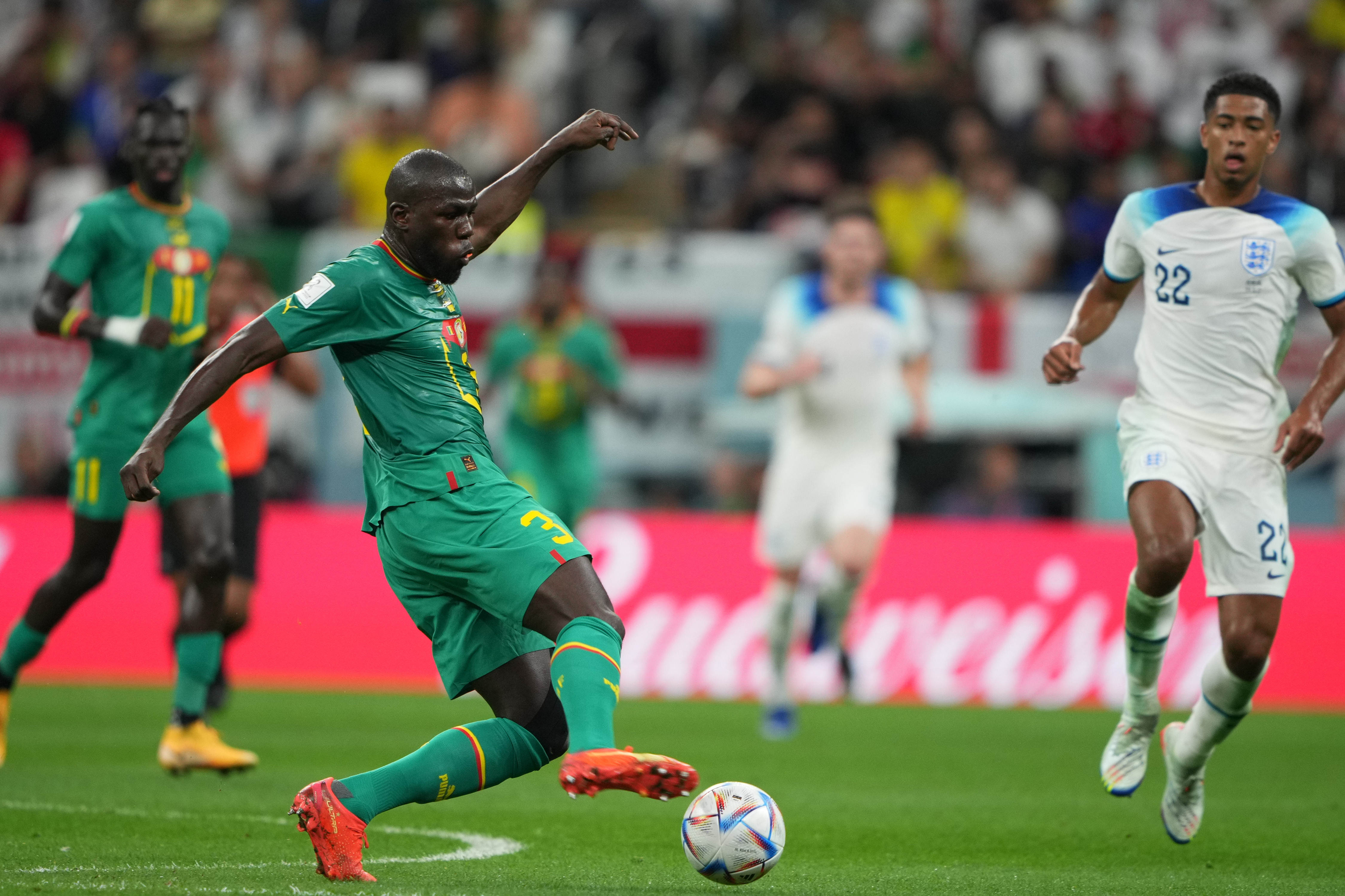 Kalidou Koulibaly in action against England during the FIFA World Cup 2022, December 4, Al Bayt Stadium, Qatar