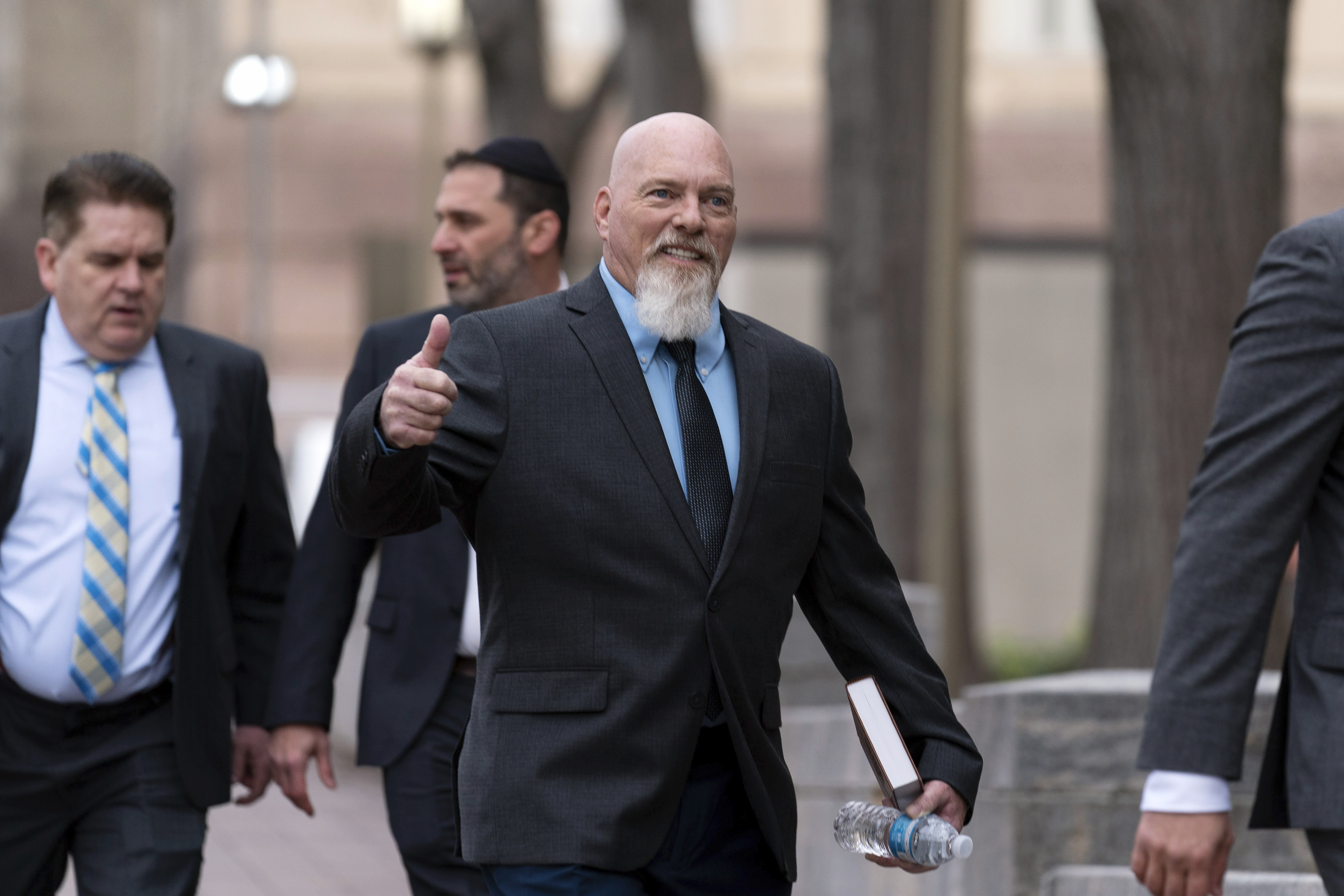 Richard Barnett arrives for his trial at the federal courthouse in Washington, DC