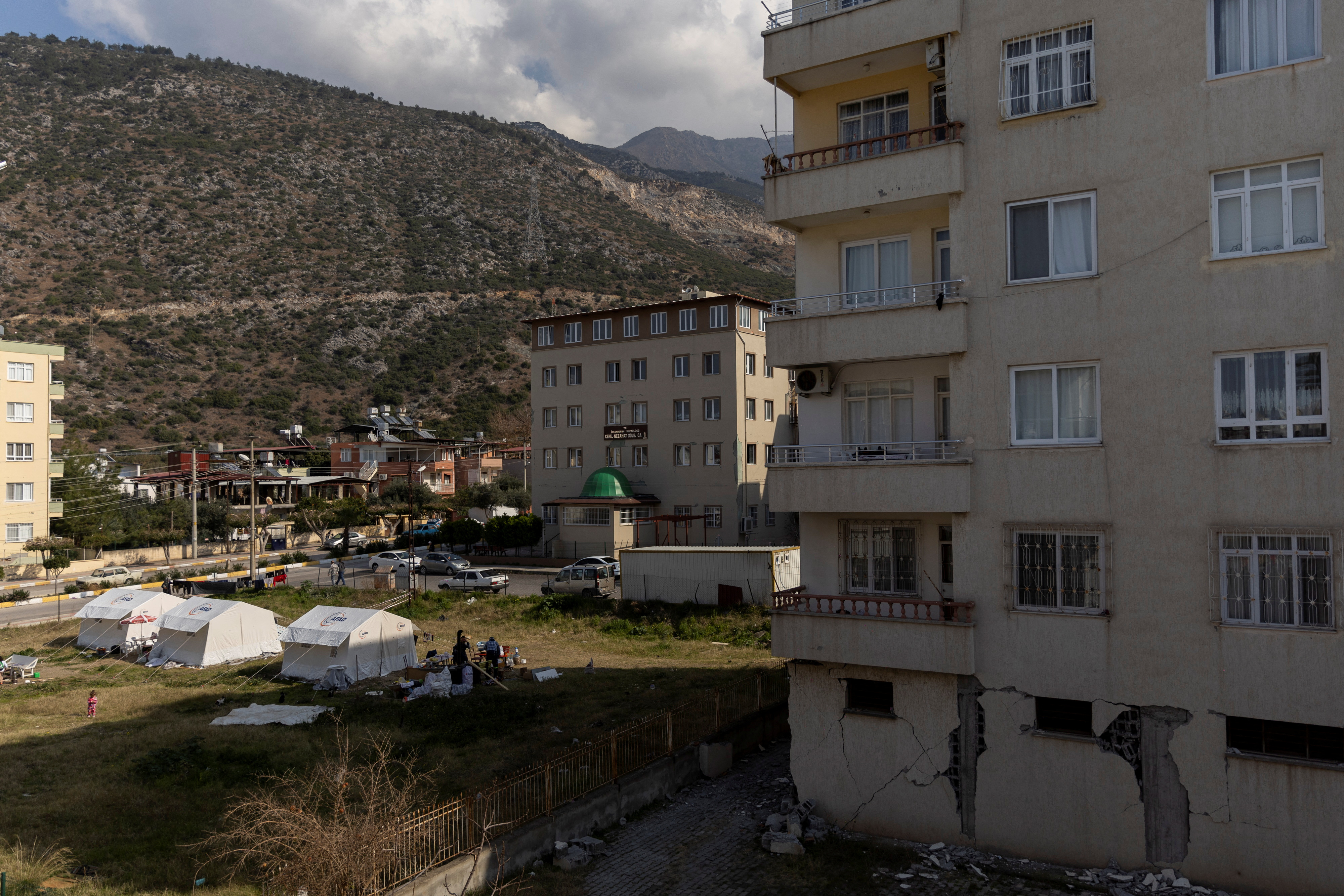 Turkish families shelter on a train after earthquake brought life to a standstill