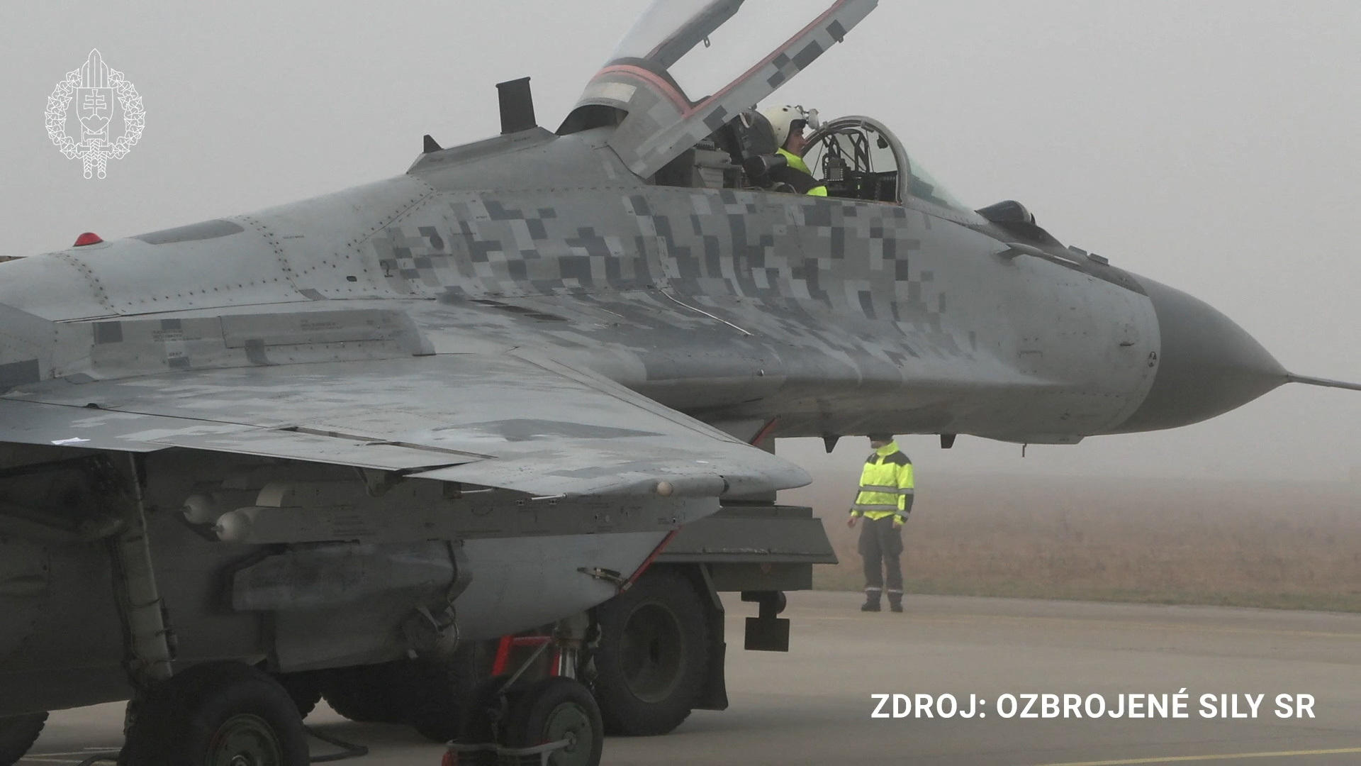 A Slovak MiG-29 jet is seen at Silac Air Base in Slovakia, in this still image taken from a handout video released on March 23, 2023. Slovak Ministry Of Defence/Handout via REUTERS THIS IMAGE HAS BEEN SUPPLIED BY A THIRD PARTY. NO RESALES. NO ARCHIVES. MANDATORY CREDIT