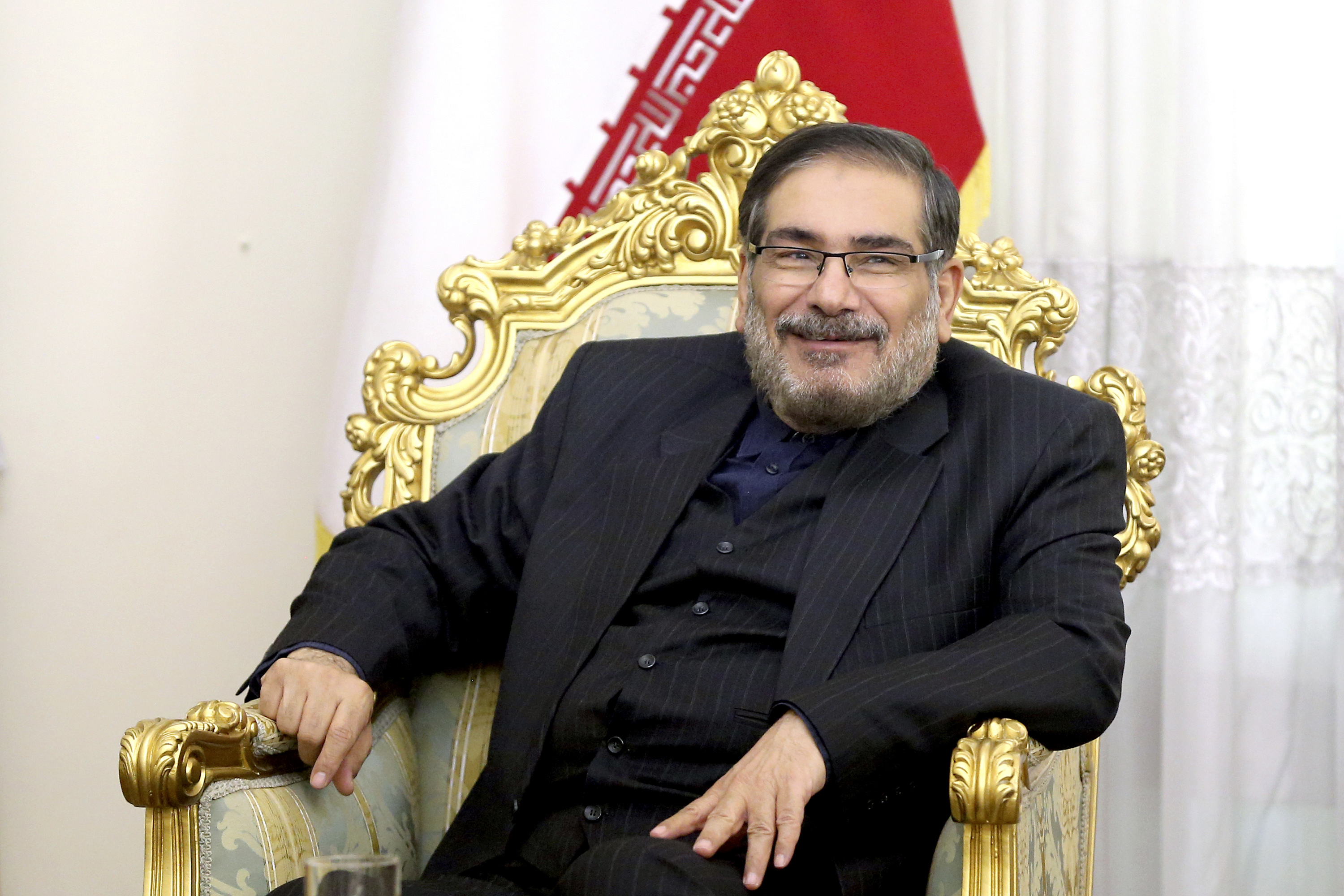 ُThen-secretary of Iran’s Supreme National Security Council, Ali Shamkhani, speaks with Syrian Prime Minister Imad Khamis in a meeting in Tehran, January 17, 2017