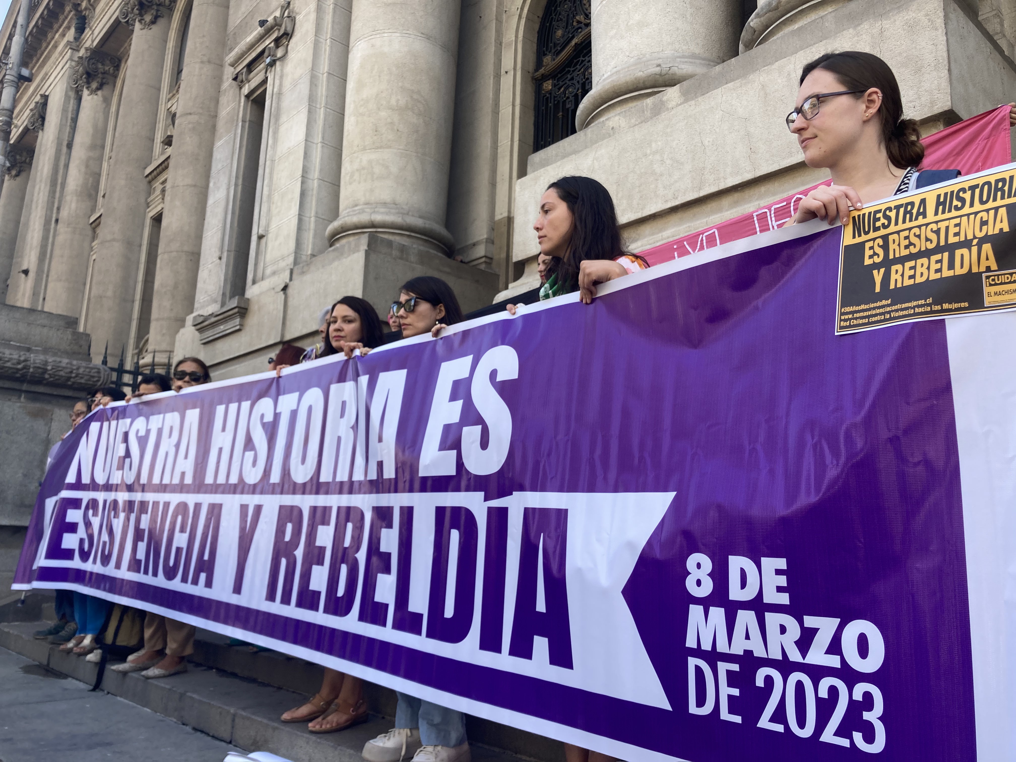 Protestors hold a sign at a rally in favour of abortion rights