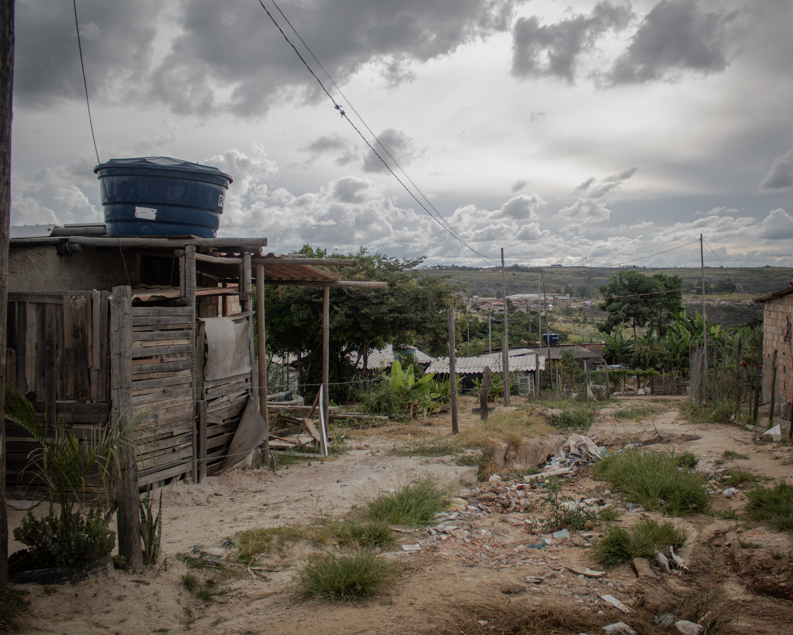 Many houses in Ocupação Vitória are made of wooden planks