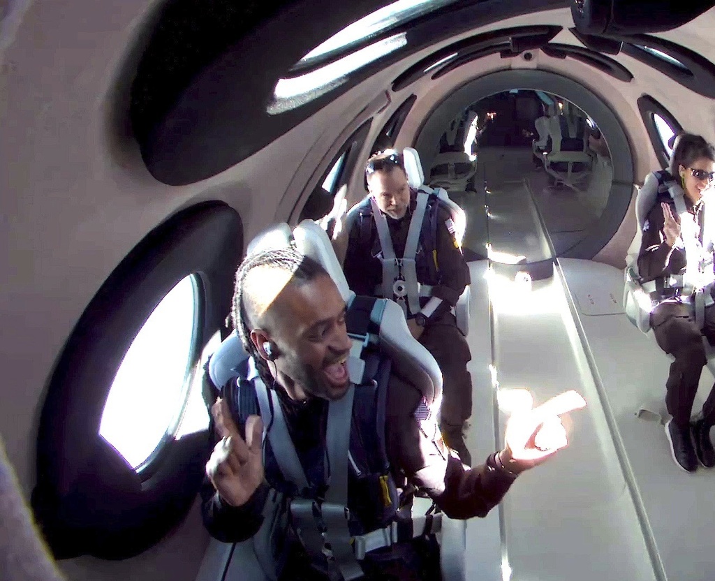 Crew members during the test flight