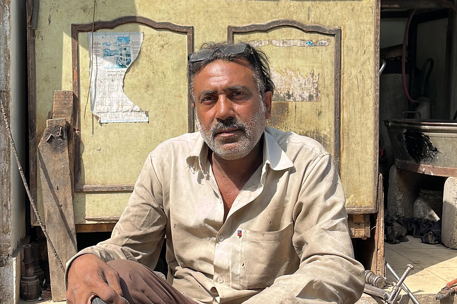 Welder Mohammed Salim Khan at a work site in New Delhi