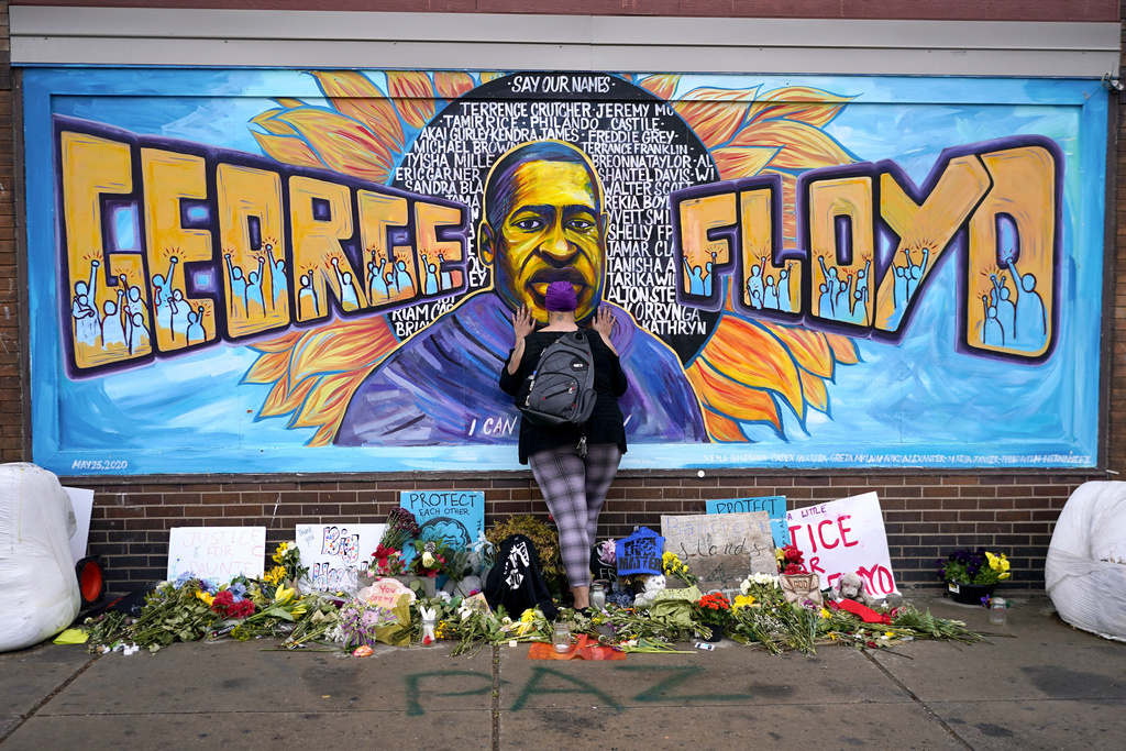 A mural commemorating George Floyd