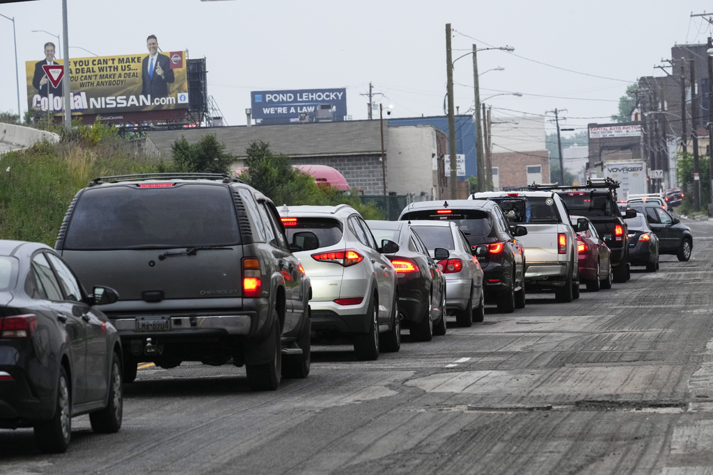 Backed-up traffic in the US city of Philadelphia