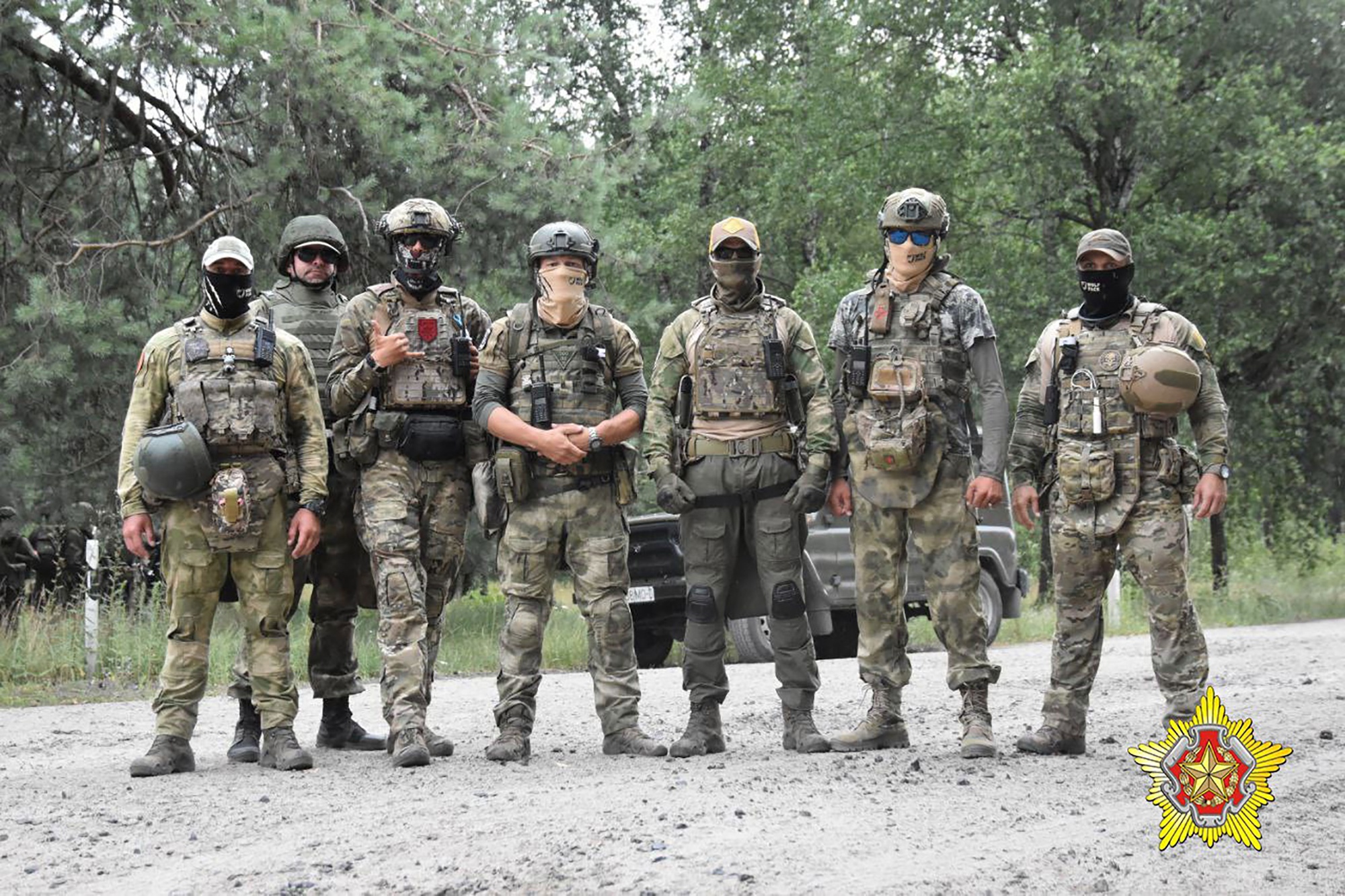 Handout shows a joint training of PMC Wagner fighters with Belarusian special forces servicemen at the Brestsky military ground.