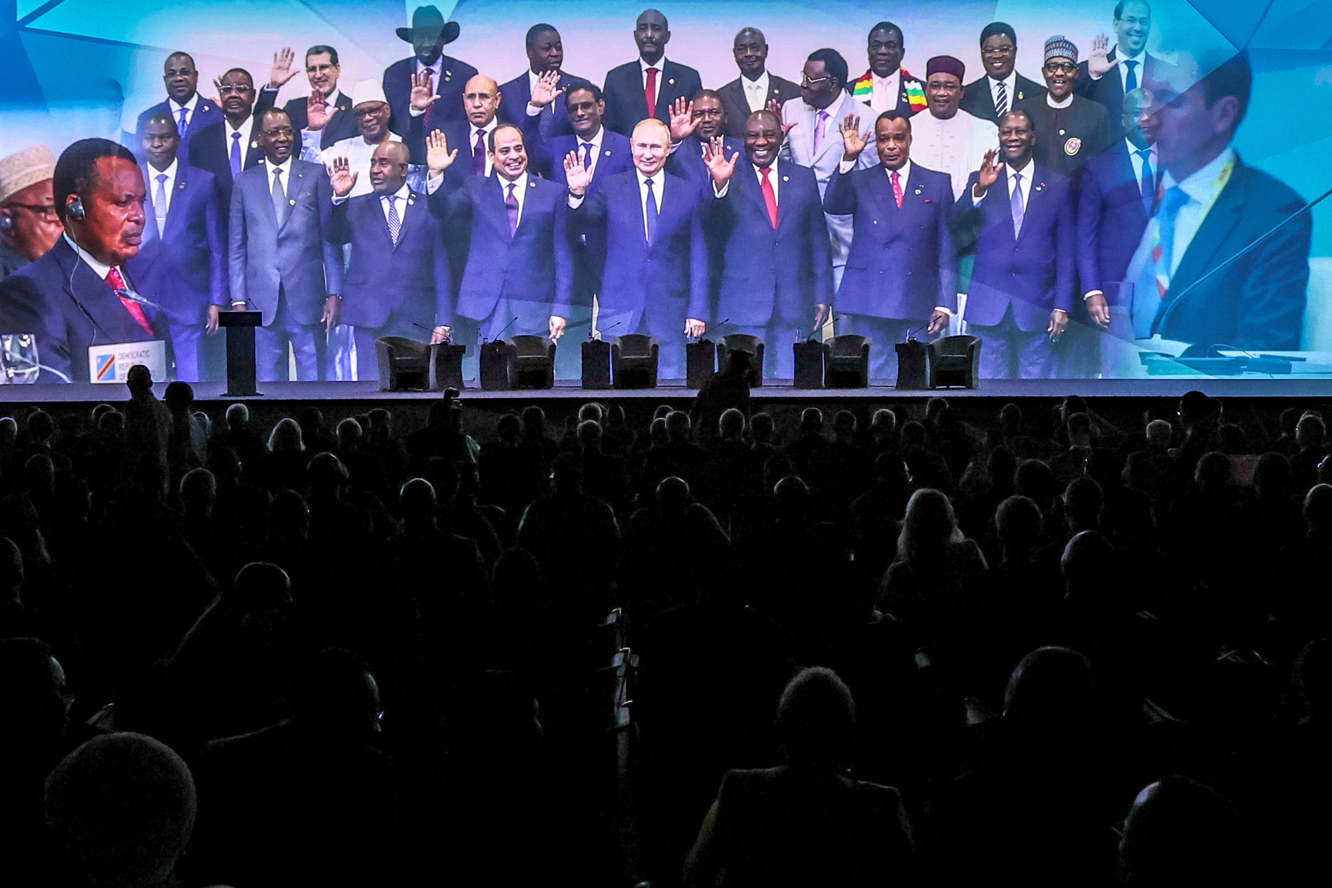 Attendees gather for the plenary session of the second Russia-Africa summit in Saint Petersburg