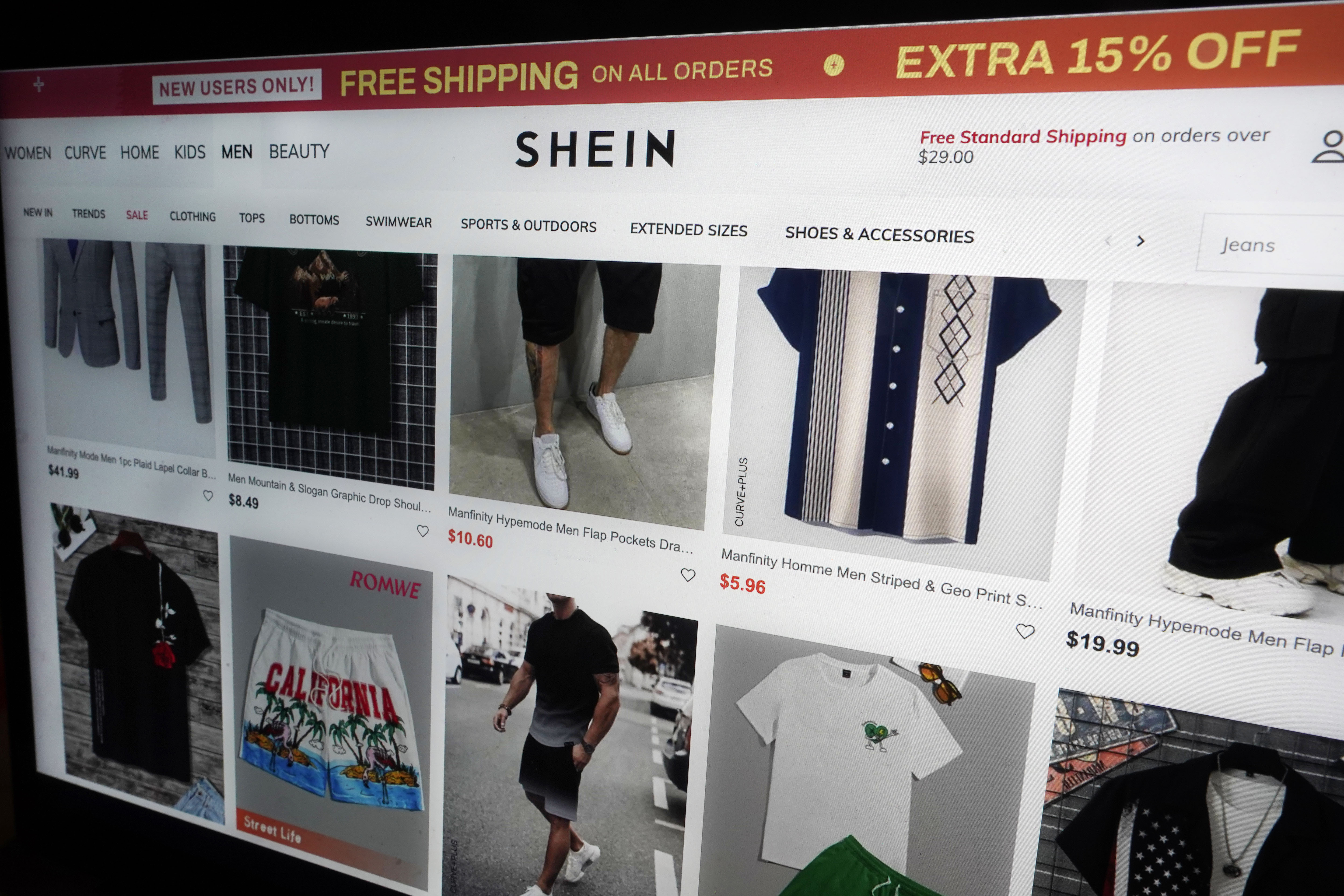 A page from the Shein website is shown in this photo,