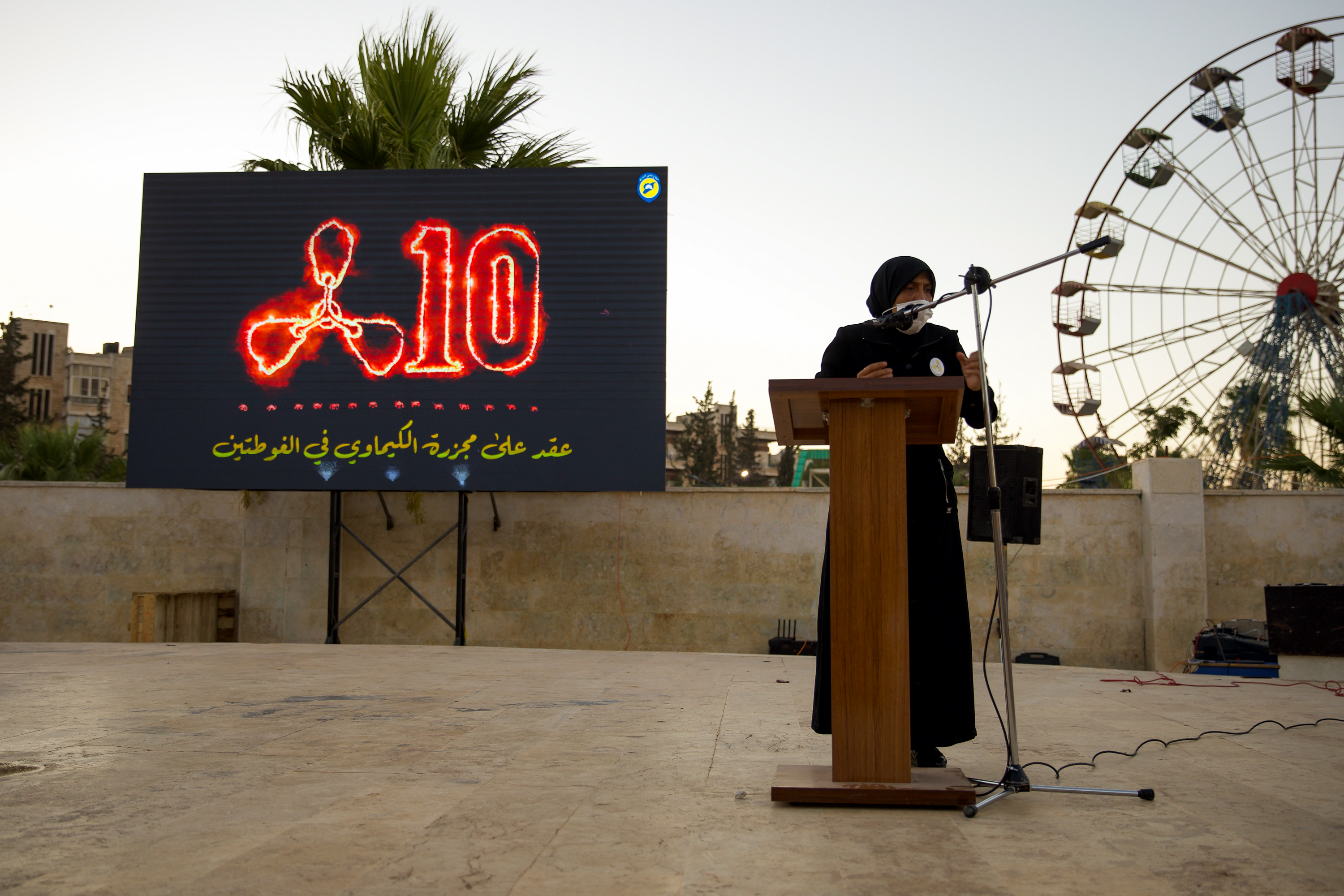 Umm Yahya recalls the events of the 2013 Eastern Ghouta chemical attacks at the Don’t Suffocate the Truth memorial in Idlib