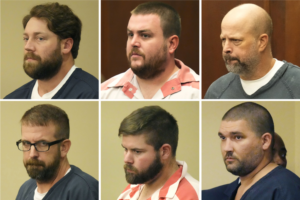 Photos showing law former enforcement officers in court