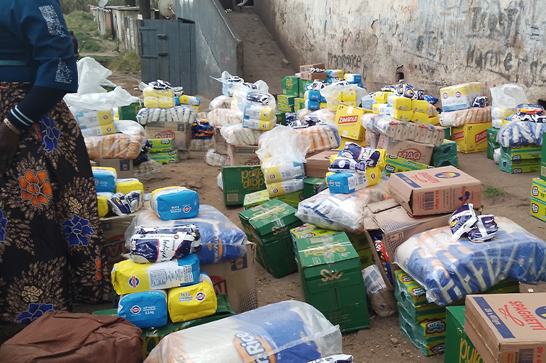 As part of the grocery savings club, Unity is able to buy a selection of basic groceries in bulk