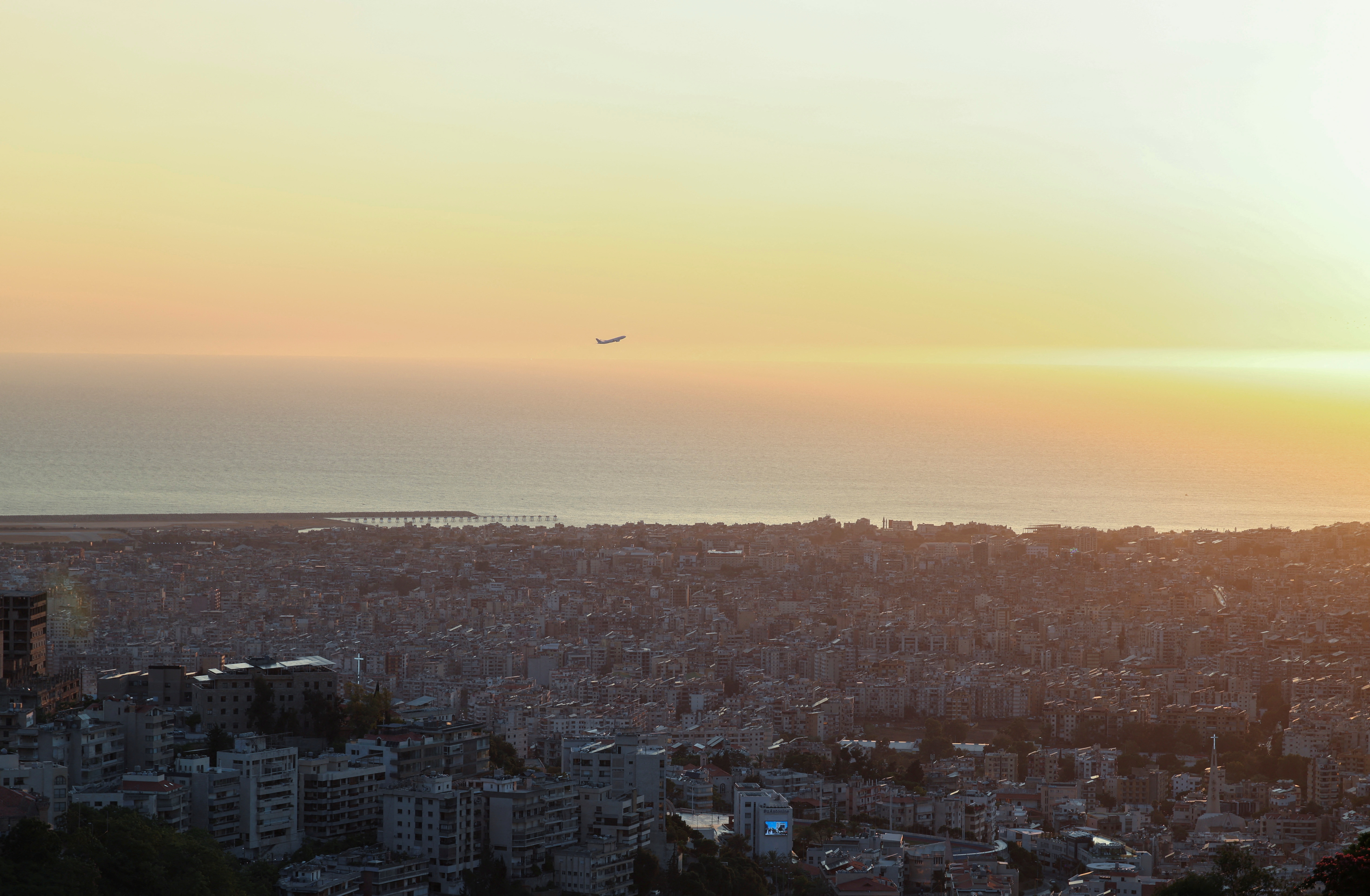 A plane takes off from Beirut airport. Since October 7, many airlines have scaled back or cancelled flights to and from Beirut, hurting Lebanon’s tourism-dependent economy
