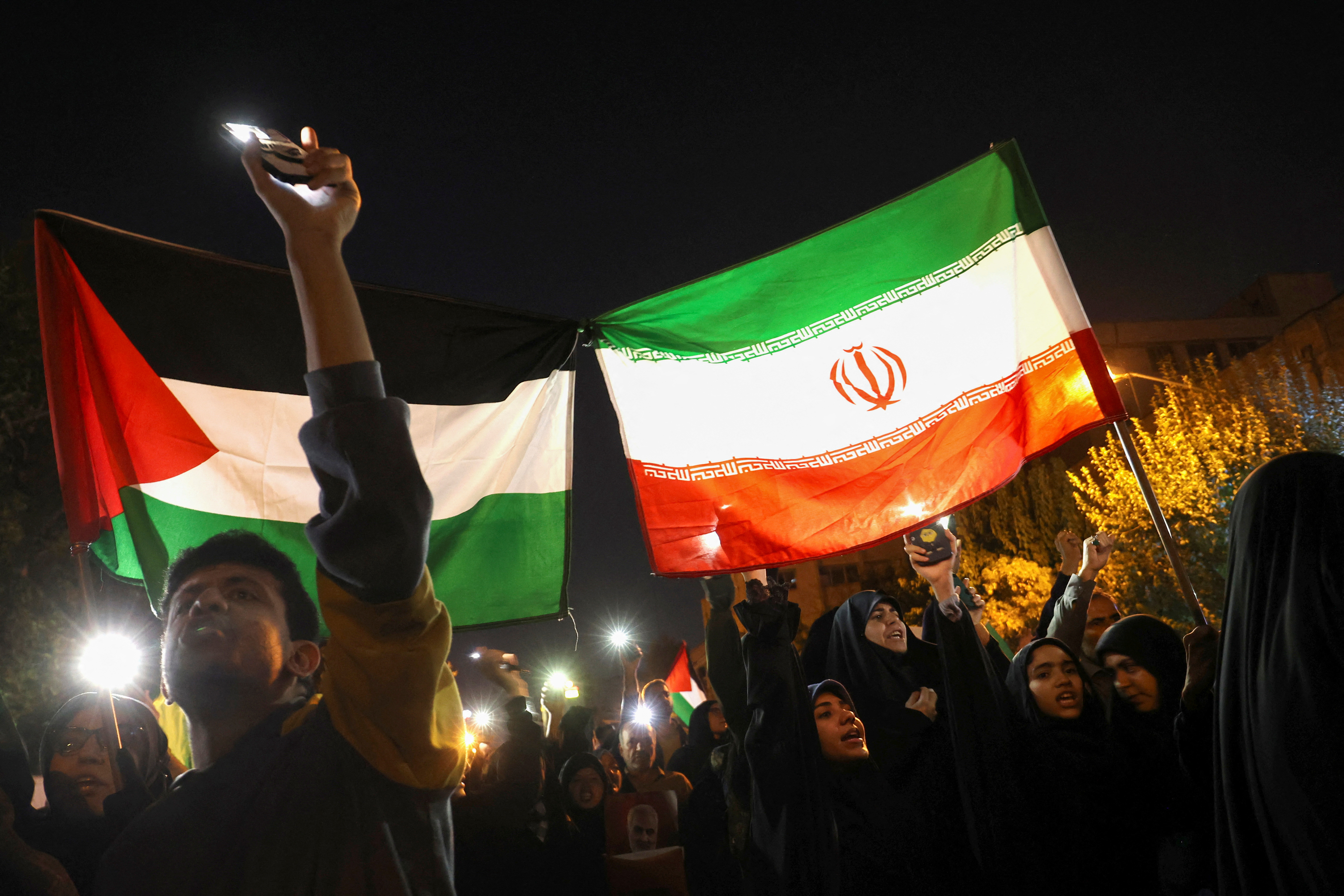 Protesters chant slogans during an anti-Israel protest