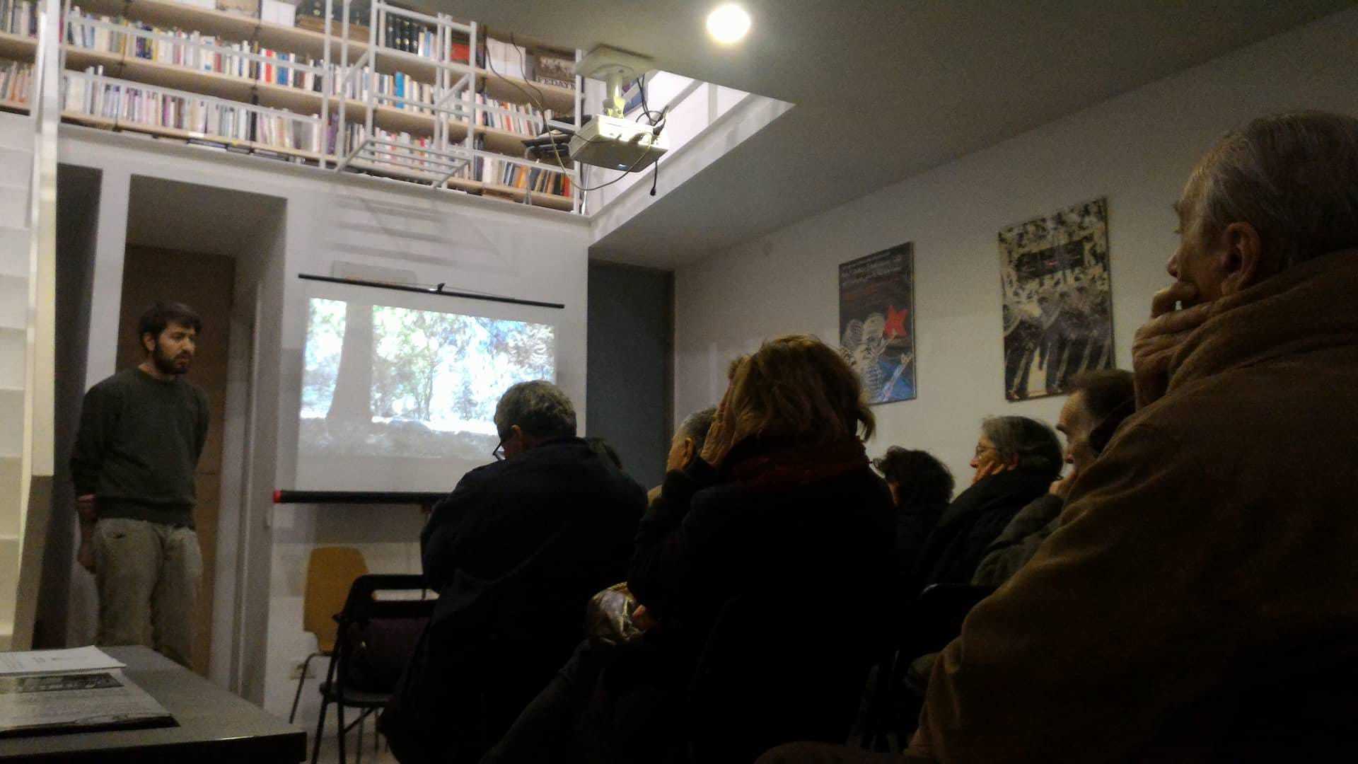 Khaled during happier times, speaking to a group in Rome about his work [Courtesy of Francesca Antinucci]