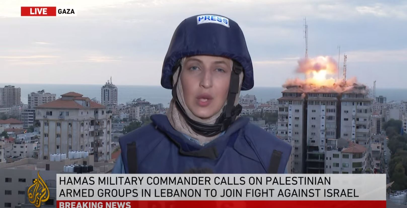 The moment the tower was hit [Al Jazeera screengrab]