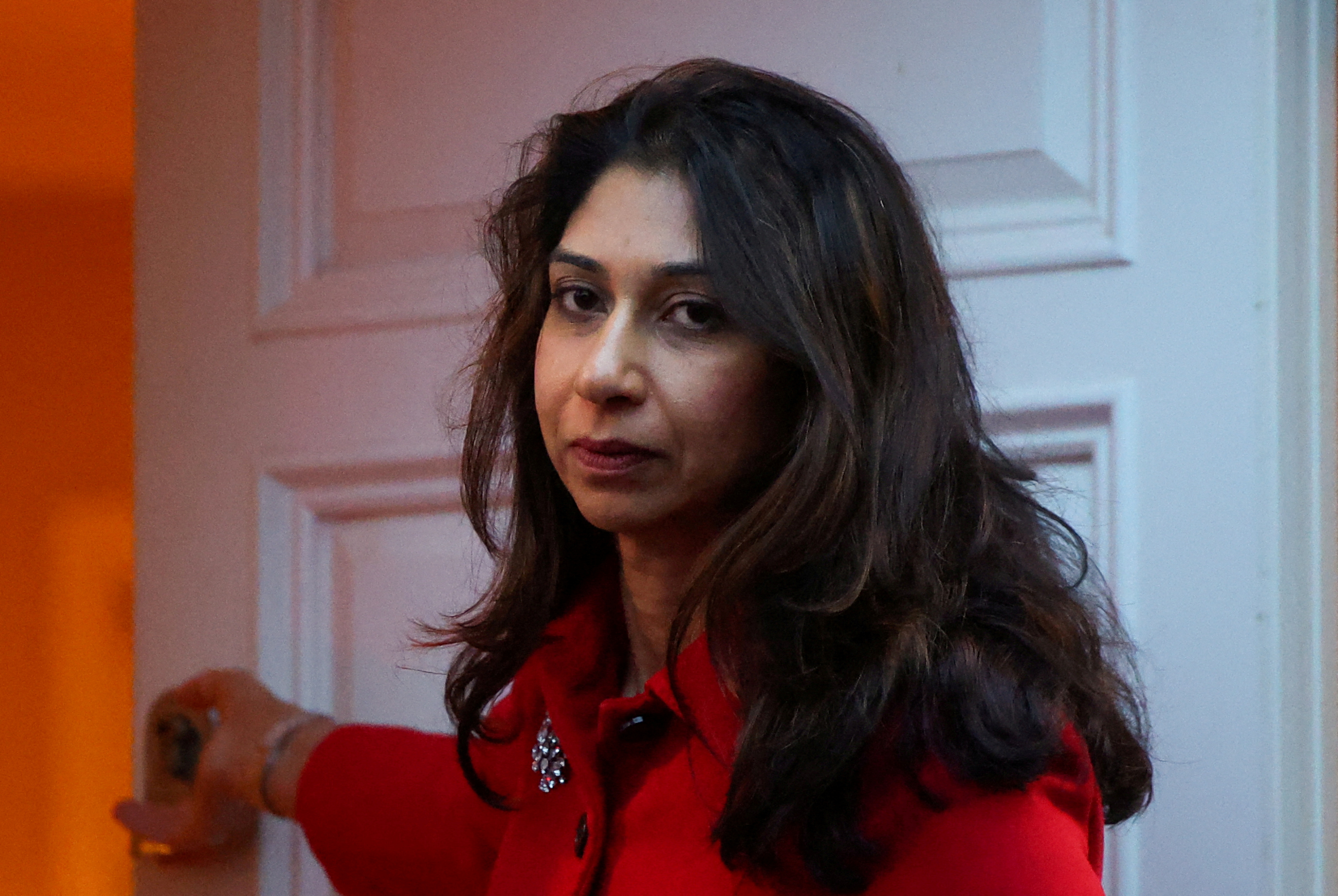 Britain's Home Secretary Suella Braverman leaves her home in London